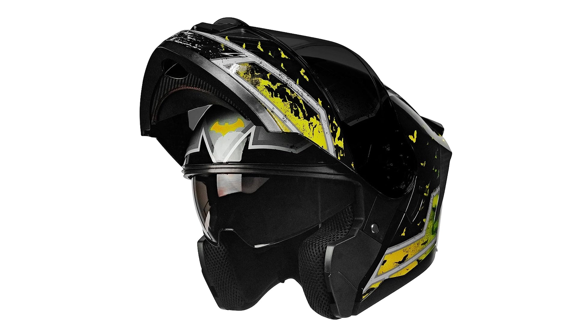 KOV Casco Batman Zero Amarillo ABATIBLE con LED DC Comics Certificado Dot (L)