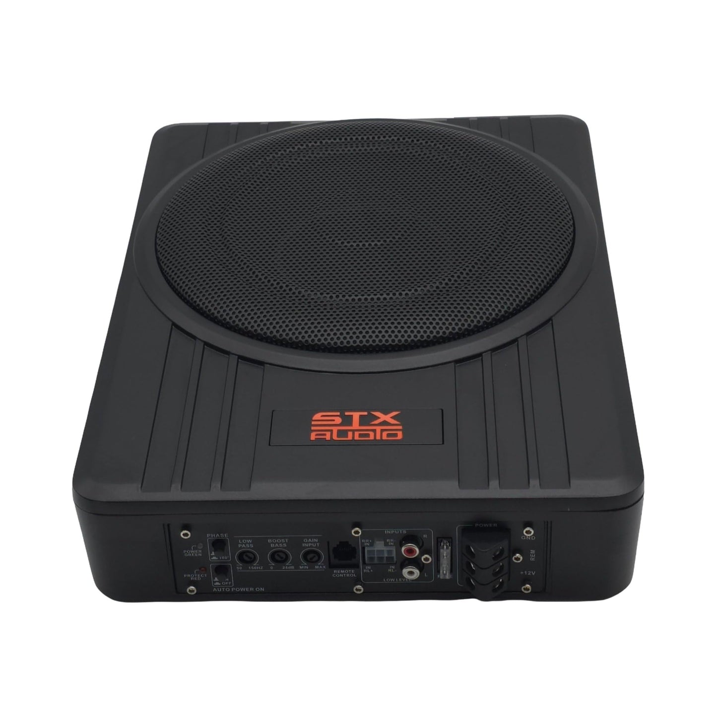 STX Audio STX1500US - Subwoofer amplificado de 1500W de 10 pulgadas con amplificador incorporado, filtro de paso bajo ajustable, control de impulso de graves - Solución compacta de audio para coche