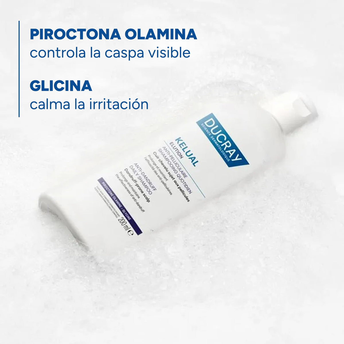 DUCRAY, Kelual Elution Shampoo Reequilibrante, Alternancia Anticaspa, Con Piroctona Olamina y Vitamina B5, 200ml