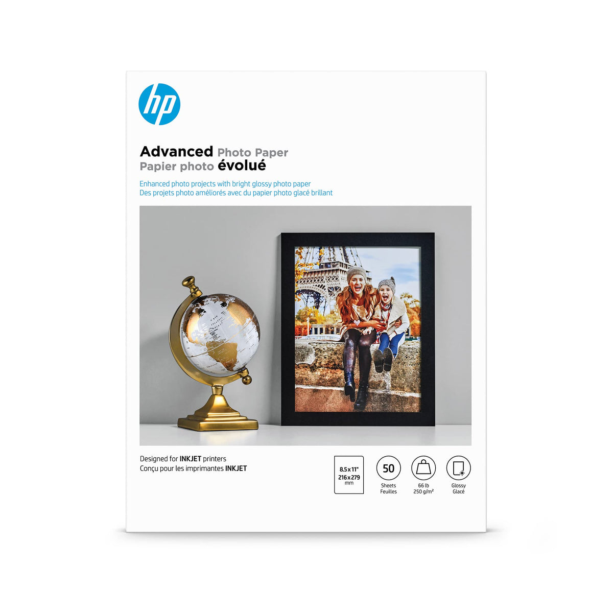 Papel Fotográfico Brillante HP Blanco 60 Libras 50 Hojas
