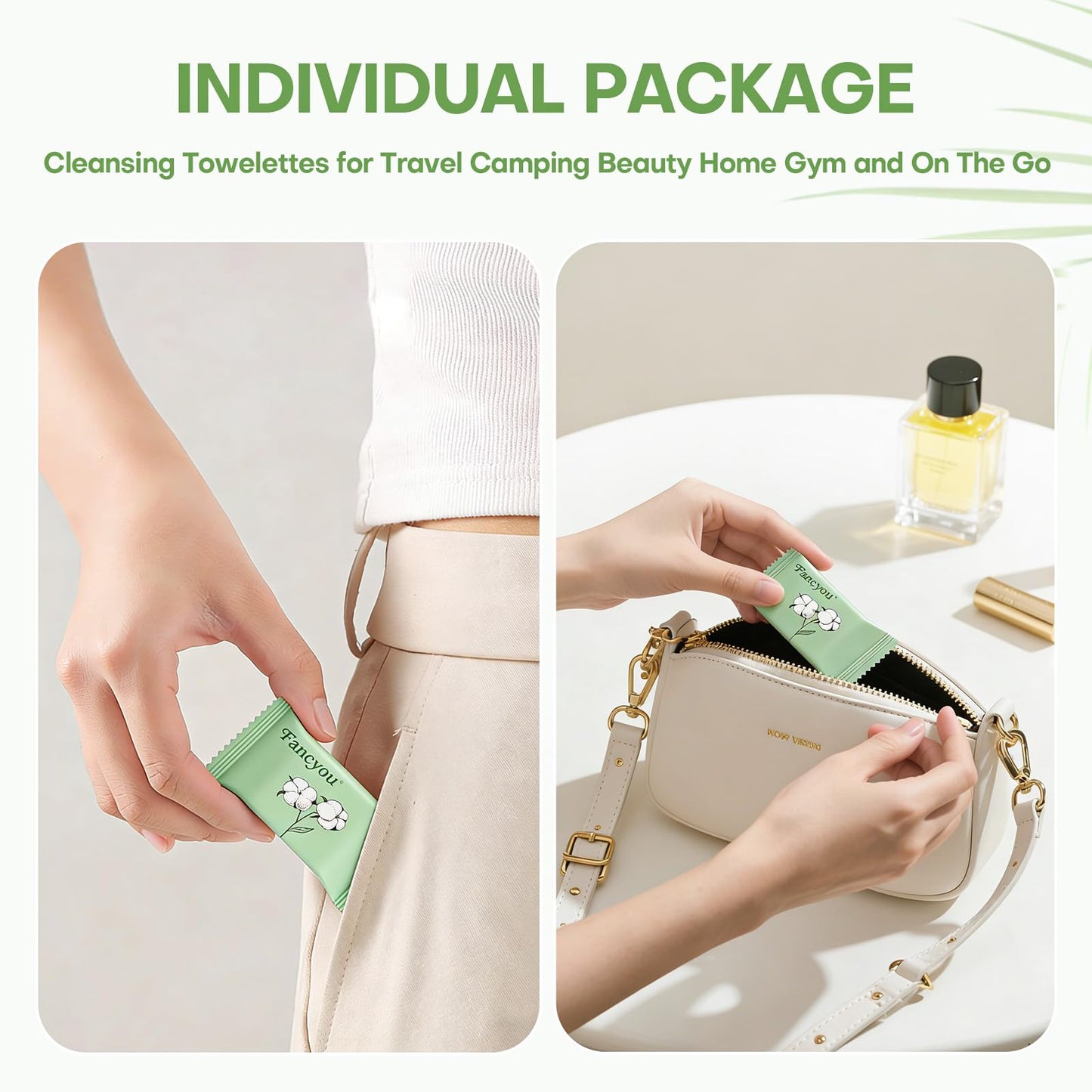 Fancyou Toallas Desmaquillantes Facial Desechables Comprimidas Grandes, Mini Paños Biodegradables para Toallitas Quitar Maquillaje Kit de Viaje para Travel Essentials,Belleza Salón(50 Unidad Verde)