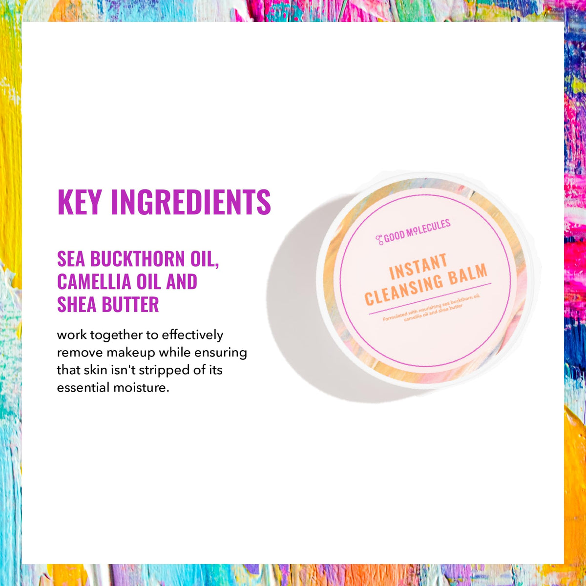 Good Molecules Instant Cleansing Balm 75g/2.5oz - Facial Cleanser and Makeup Remover with Shea Butter, Sea Buckthorn, and Camellia Oils to Cleanse and Hydrate - Skin Care For Face and Eyes