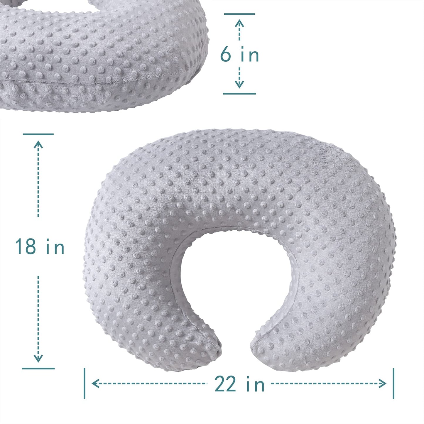 QUENESS Almohada y posicionador para lactancia, para alimentación con pecho y biberón, soporte para sentarse del bebé con cubierta ultra suave removible, soporte para tiempo boca abajo para bebés