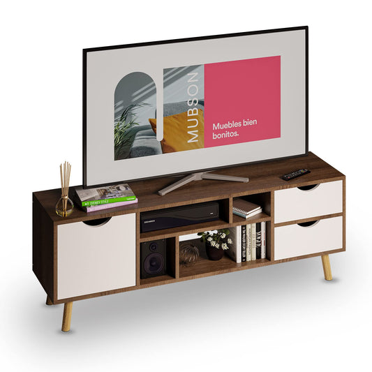 Centro de Entretenimiento MUBSON Café Compatible con Pantallas de Hasta 55 Pulgadas Con Cajoneras
