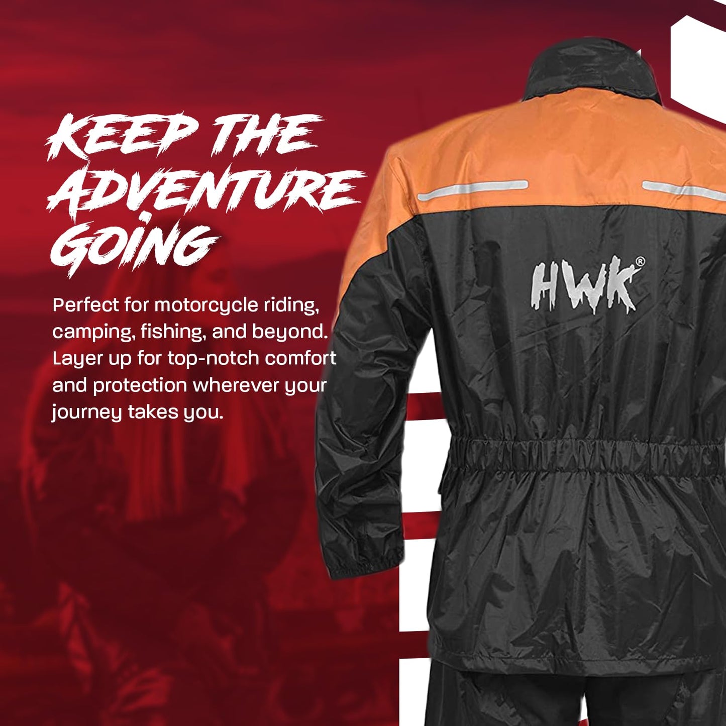 HWK - Traje de lluvia de motocicleta para hombres y mujeres, ropa, chamarras y pantalones reflectantes, traje de lluvia impermeable