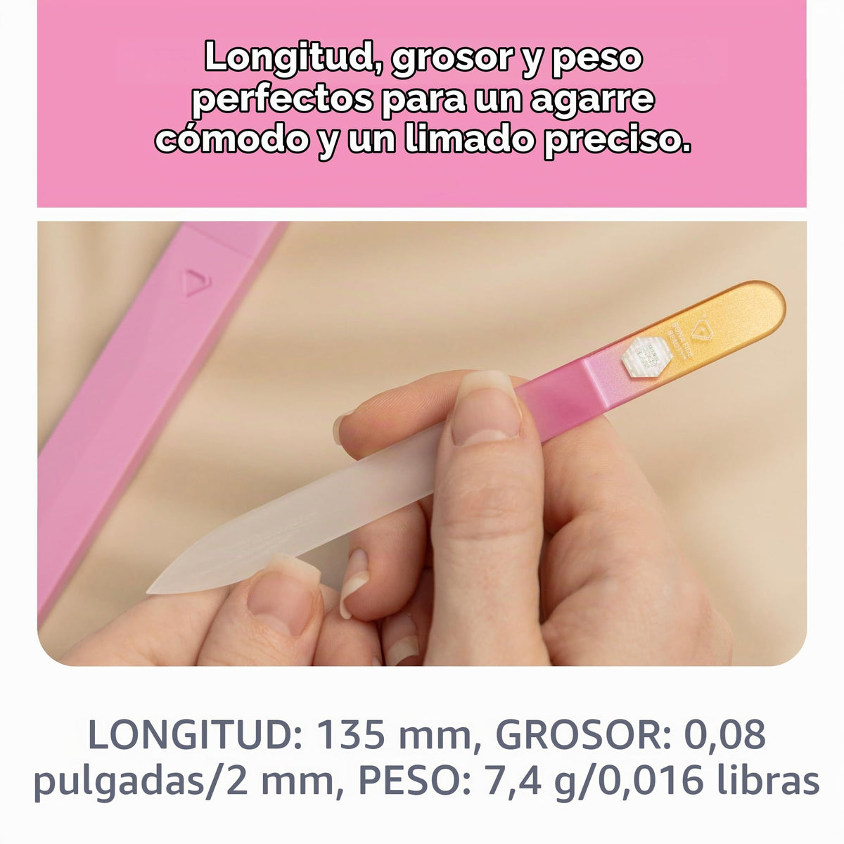 Glass Nail File Manicure Nail Care, Gold/Magenta - Bona Fide Beauty Genuine Czech Glass