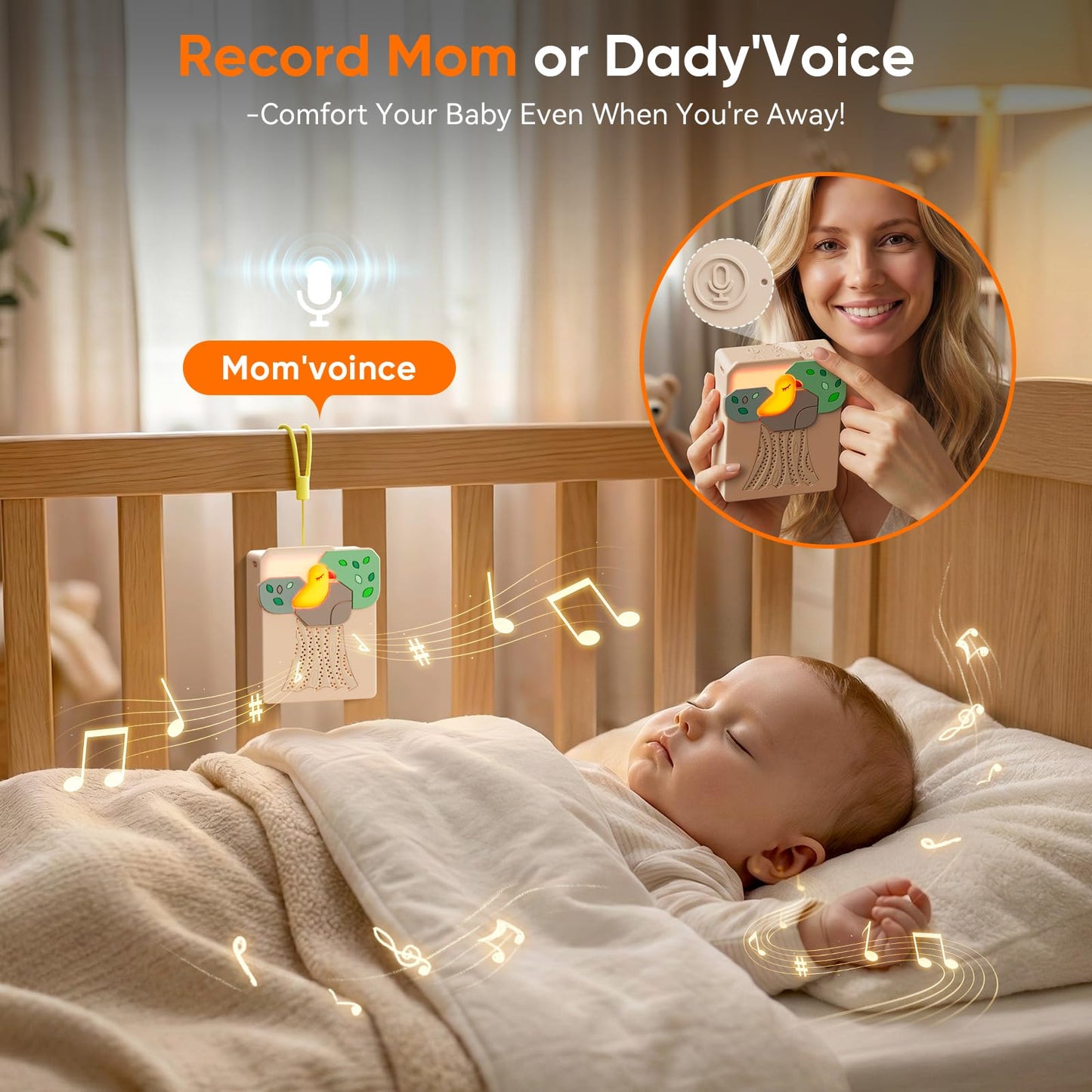 Máquina inteligente de ruido blanco para bebés con detección de grito – 13 sonidos calmantes, reproducción automática, temporizador, portátil y recargable, ideal para entrenamiento del sueño, viajes y
