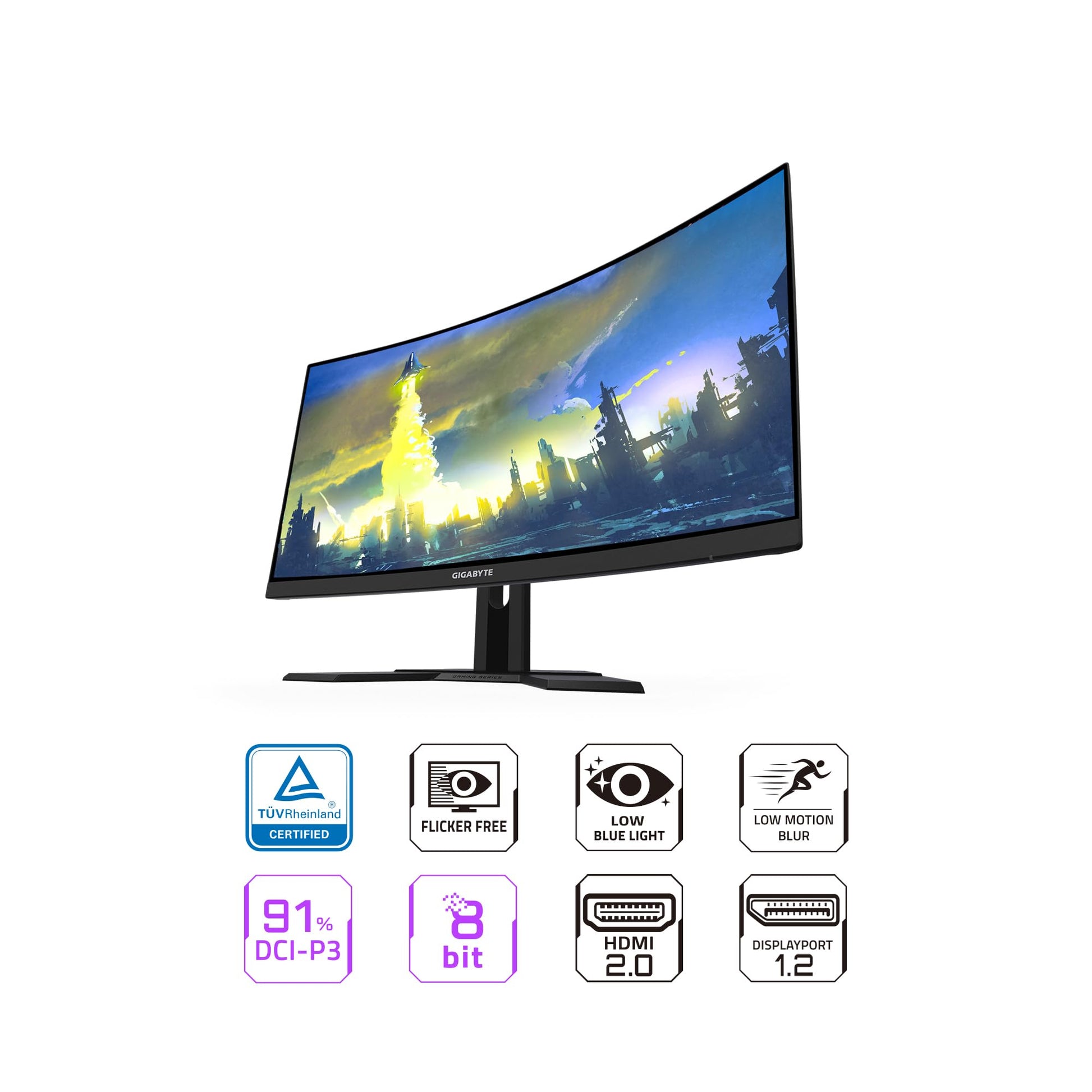 Gigabyte Monitor Gaming Curvo de 27", FHD, 165Hz, Respuesta de 1 ms