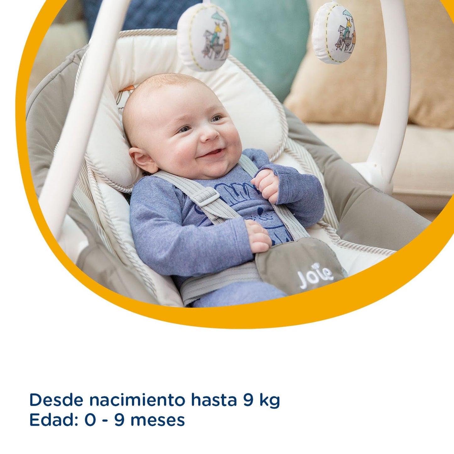 Joie Columpio Portatil para Bebe Sansa, Cuna Mecedora con Giro de 90°, Silla Mecedora Reclinable con 3 Posiciones y Vibracion Calmante, Bouncer Electrico para Bebe