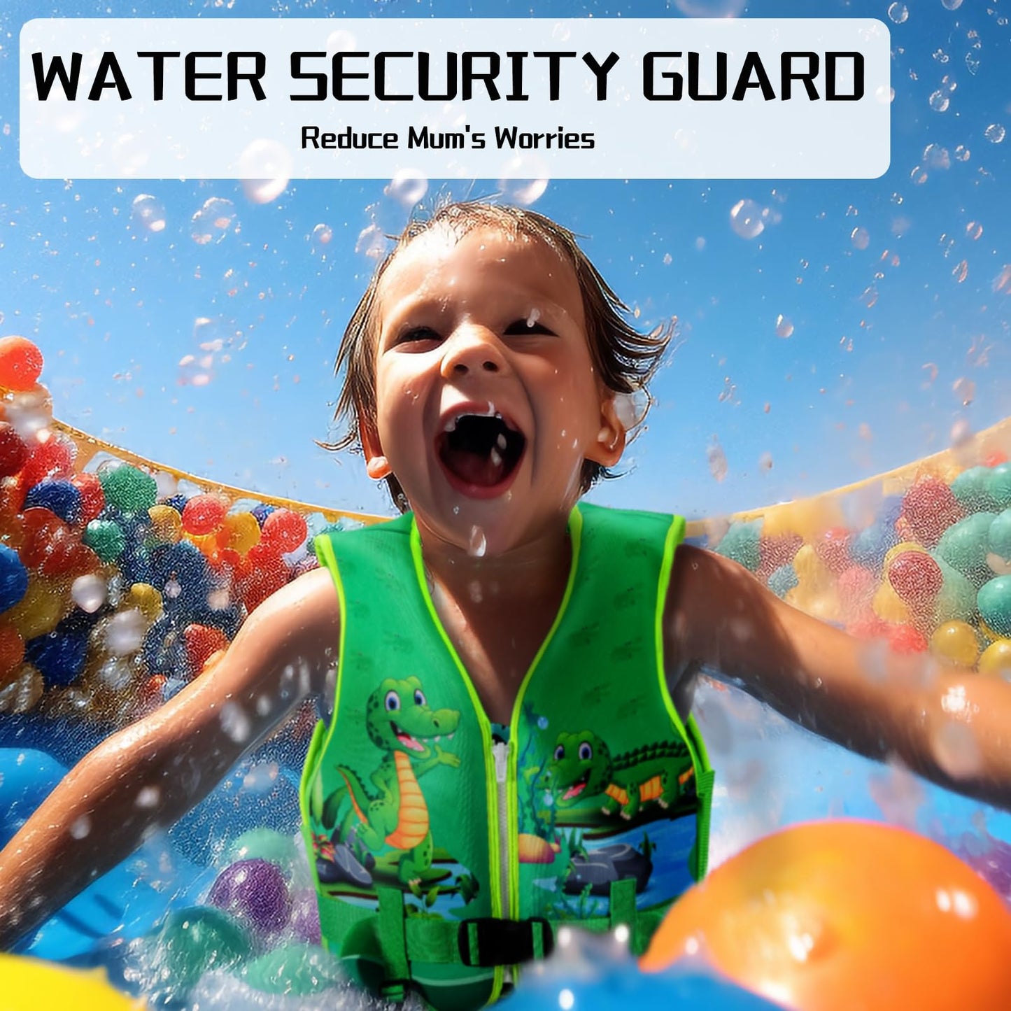 Chaleco de Natación Jurmickey Dinosaurio con Correa de Seguridad Ajustable para Niños de 2 a 9 Años