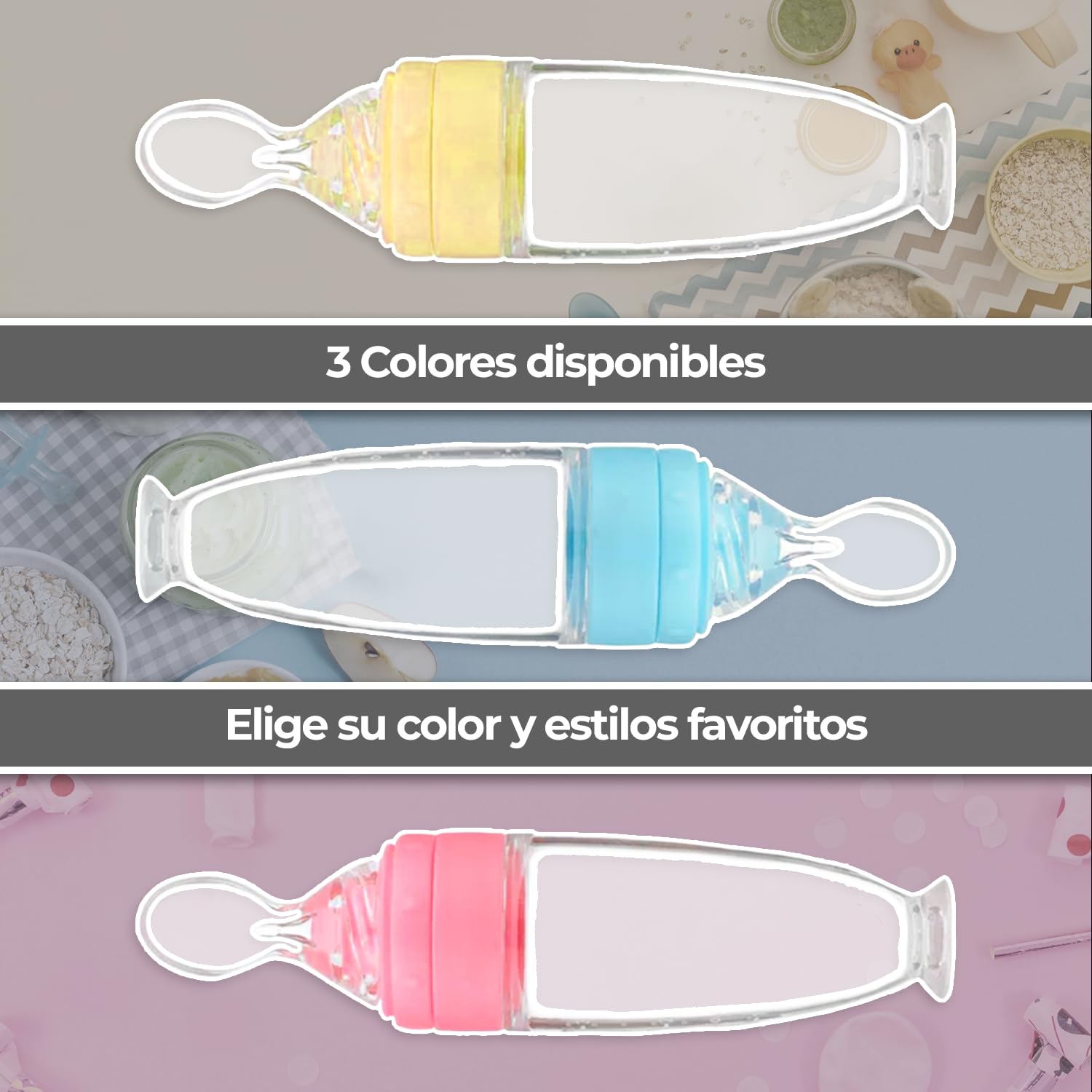 Cuchara Alimentadora para Bebés Dispensador de papillas de Silicona Flexible con Ventosa Libre BPA 90ml (Amarillo)