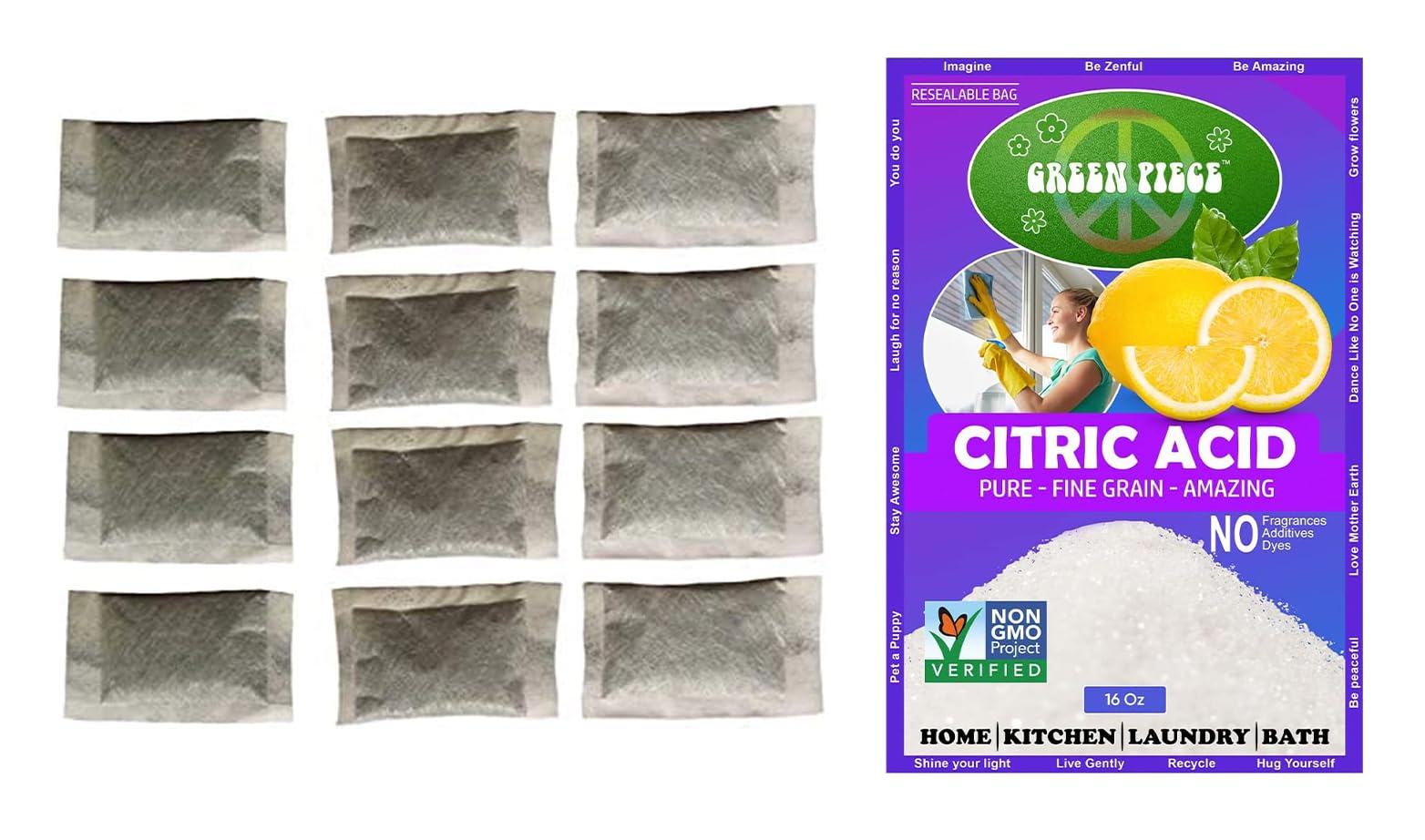 Green Piece® - Paquete de 12 filtros de destilador con 16 onzas de ácido cítrico (fabricado en Estados Unidos) - Destilador de agua perfecto para limpiar (12 unidades con ácido cítrico)