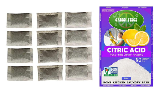 Green Piece® - Paquete de 12 filtros de destilador con 16 onzas de ácido cítrico (fabricado en Estados Unidos) - Destilador de agua perfecto para limpiar (12 unidades con ácido cítrico)