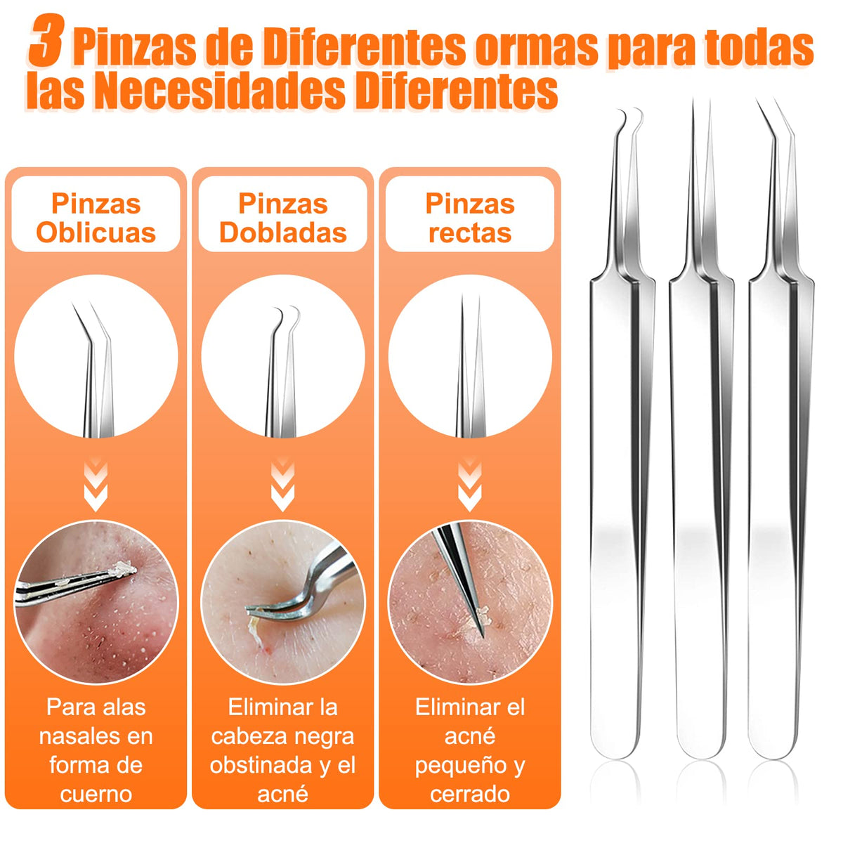 Kit Removedor de Espinillas, 20 Kits de Acero Inoxidable, Hombres y Mujeres