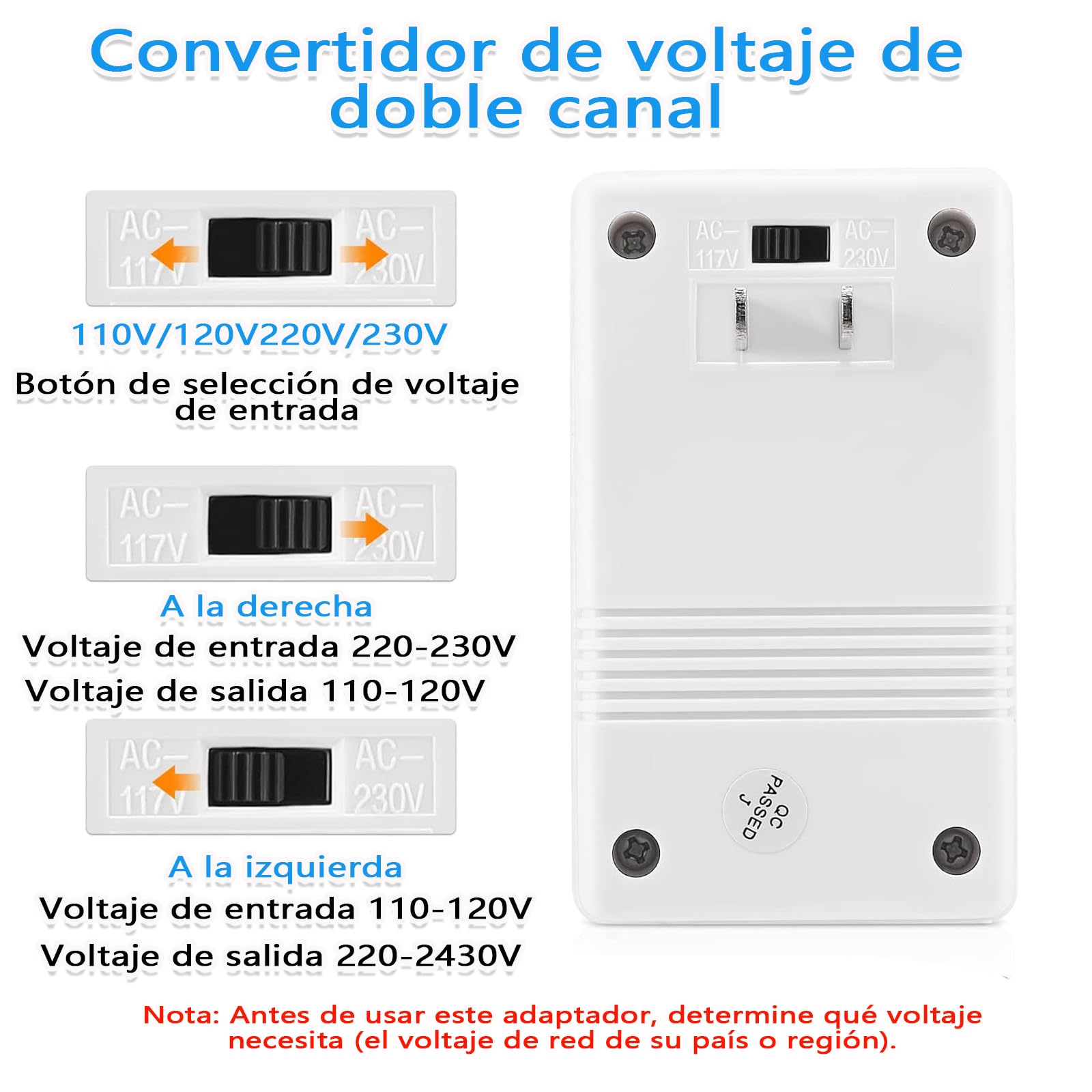 Convertidor de Voltaje 110 a 220,Adaptador Universal de Viaje de 150 W,Transformador Elevador y Reductor de Viaje de 110 V/120 V a 220 V/240 V, Adecuado para Canadá, Brasil, Japón, EE. UU. y Taiwán
