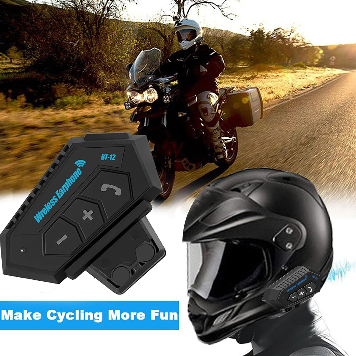 Auriculares Estéreo Bluetooth LYANGET Negro para Motociclismo