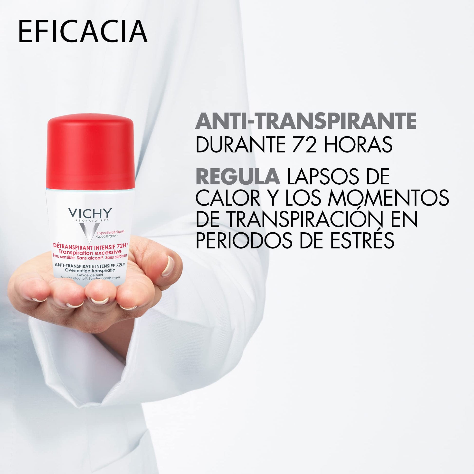 Vichy Anti-Transpirante Stress Resist para sudoración extrema o de estrés, eficacia 72H, 50ml + Desodorante y anti-transpirante para piel sensible, eficacia 48H, 50ml