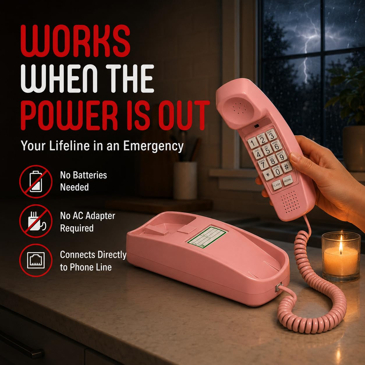 iSoHo Phones iSoHo Trimline Phone - Phones For Seniors - Phone for Hearing impaired - Ladies Pink - Retro Novelty Telephone - An Improved Version of The Princess Phones in 1965 - Style Big Button