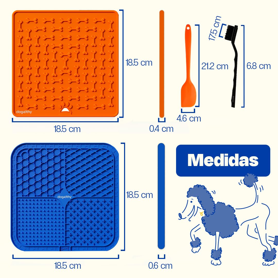 Set de Alfombrillas para Lamer Dogelthy Azul y Verde con Ventosas para Perro y Gato