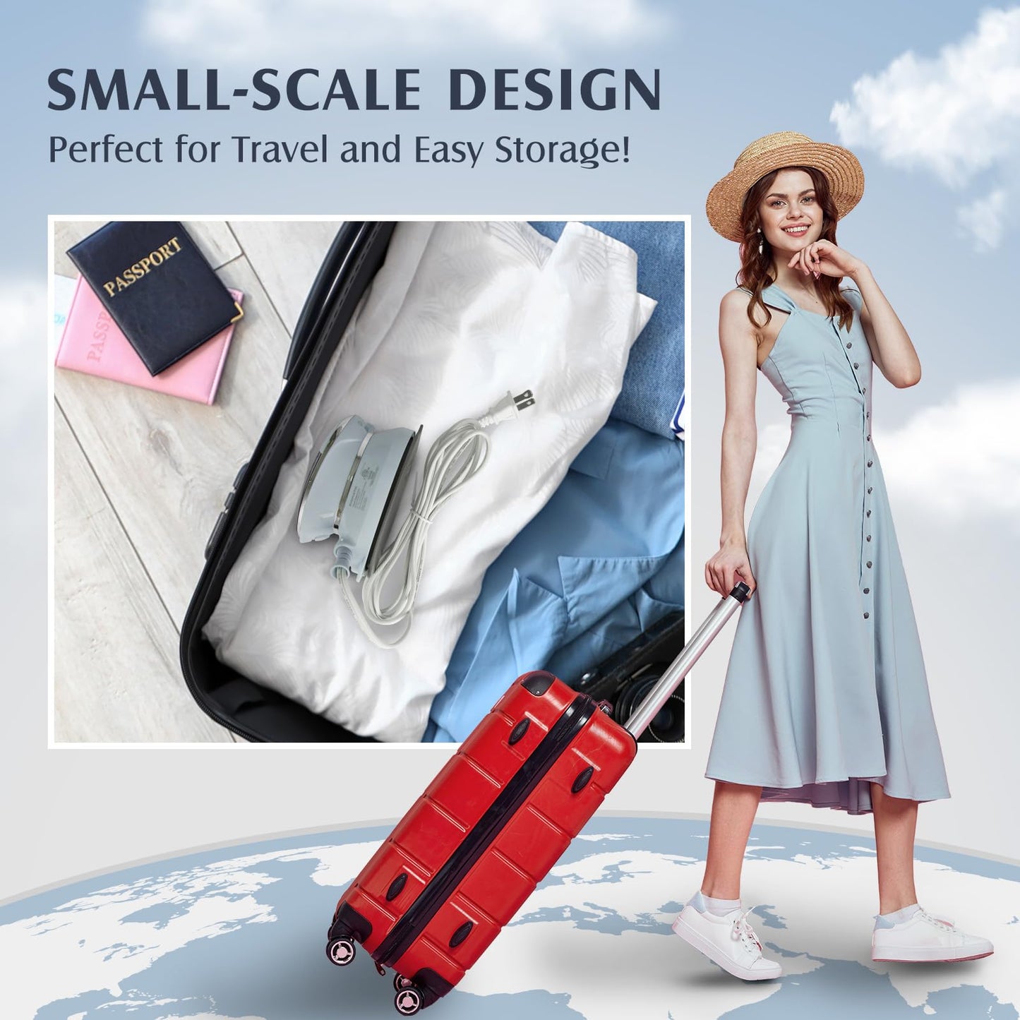 Mini Plancha de Viaje PIOMATIC con Vapor en Doble Voltaje, Suela Antiadherente para Ropa, Costura y Manualidades