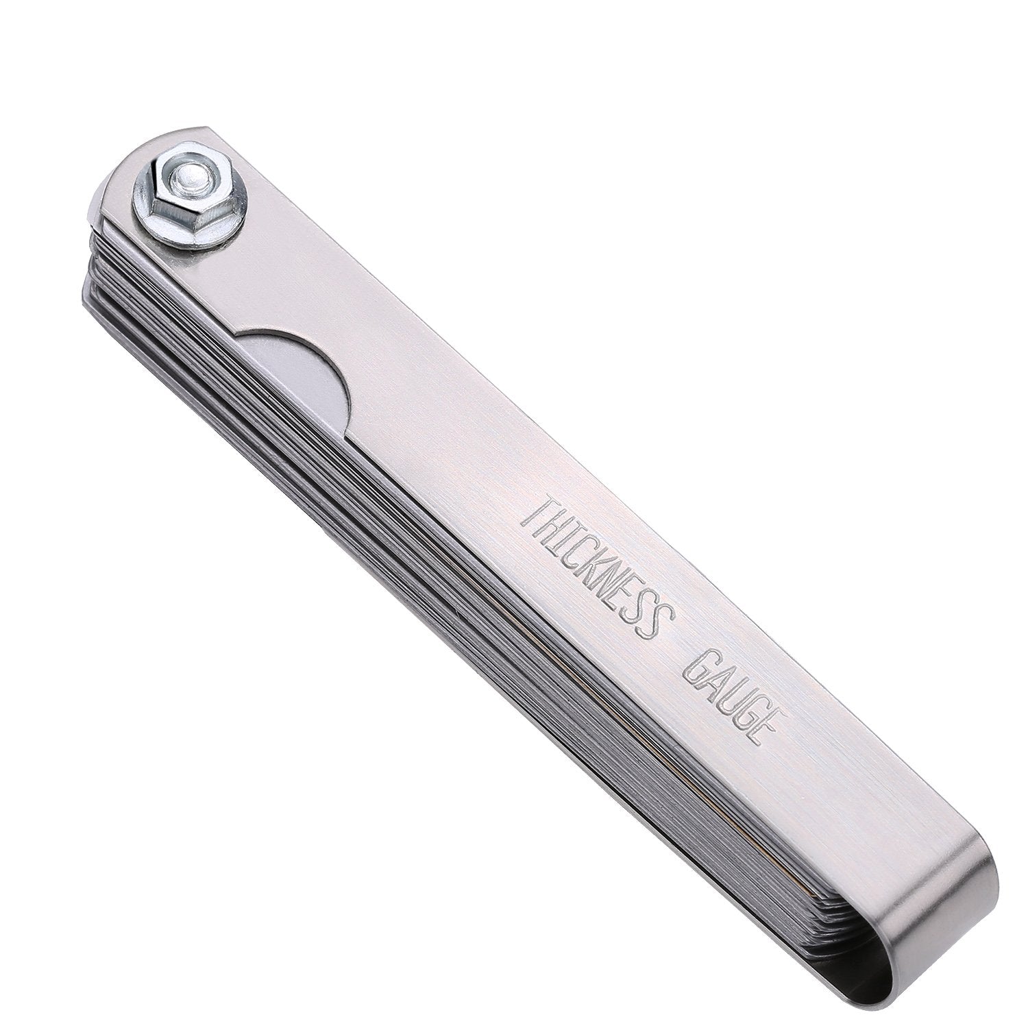 Herramienta de medición métrica e imperial de doble marca de acero inoxidable (0.04-0.88 mm, 32 cuchillas)
