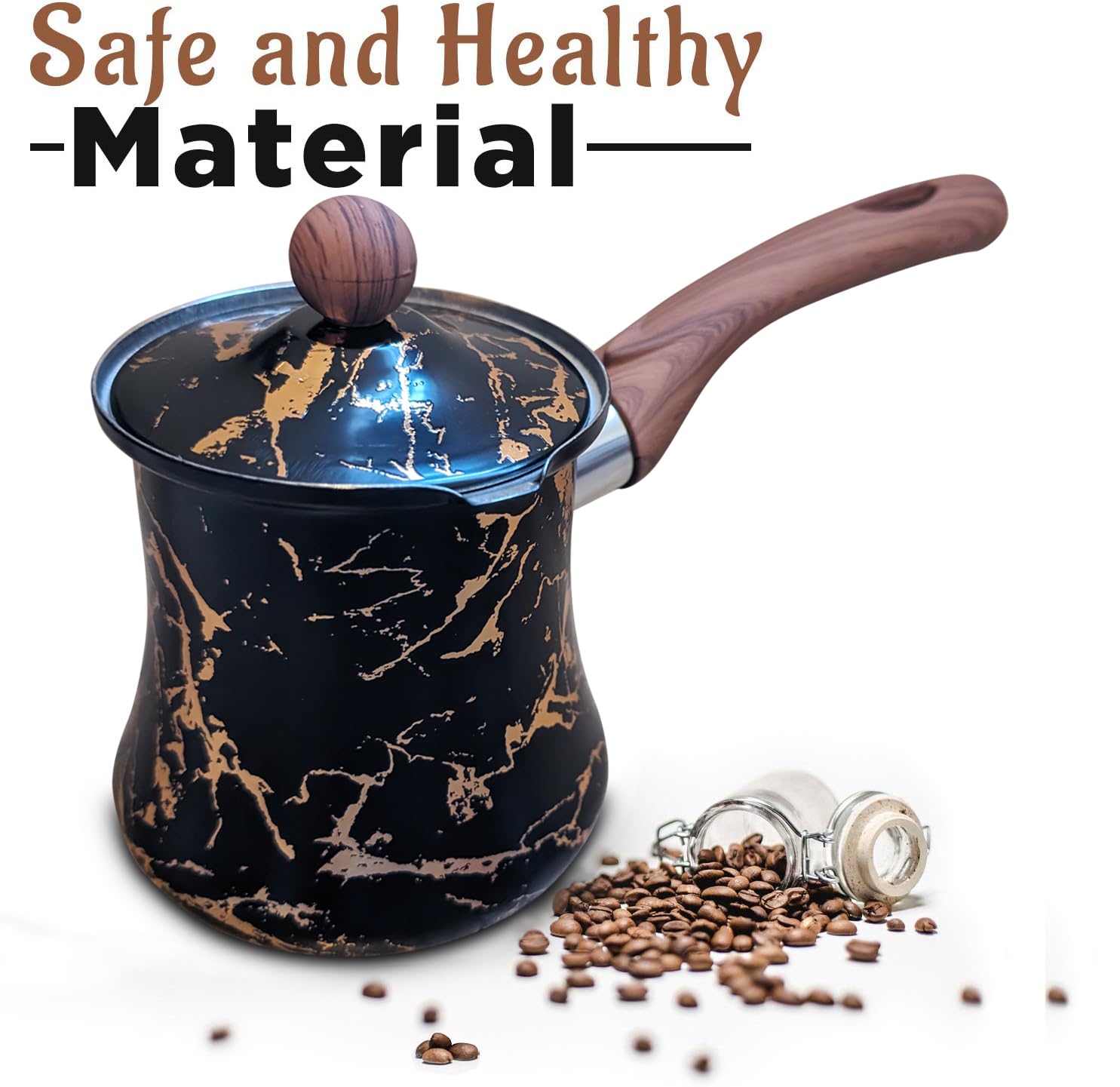 Cafetera turca de 19 onzas – Ibrik turco para café sabroso – Cafetera arábiga multiusos con tapa – Cafetera de acero inoxidable resistente