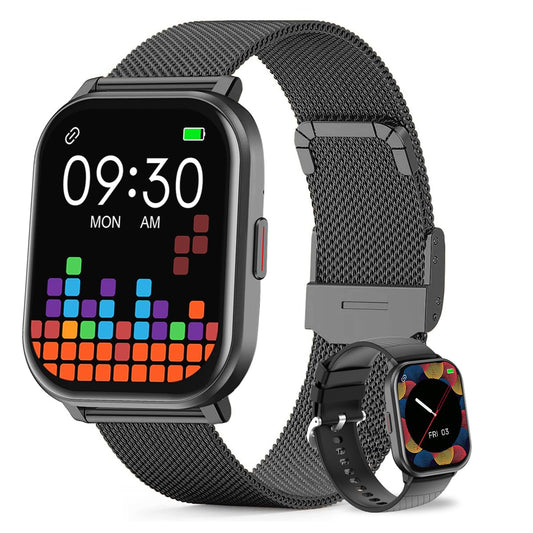 EASYTAO Smartwatch 2.01" Pantalla Grande, Reloj Inteligente Llamada Bluetooth, Impermeable IPX67, Monitor De Frecuencia Cardíaca/Oxígeno en Sangre/Presión Arterial, Micrófono Incorporado(Negro)