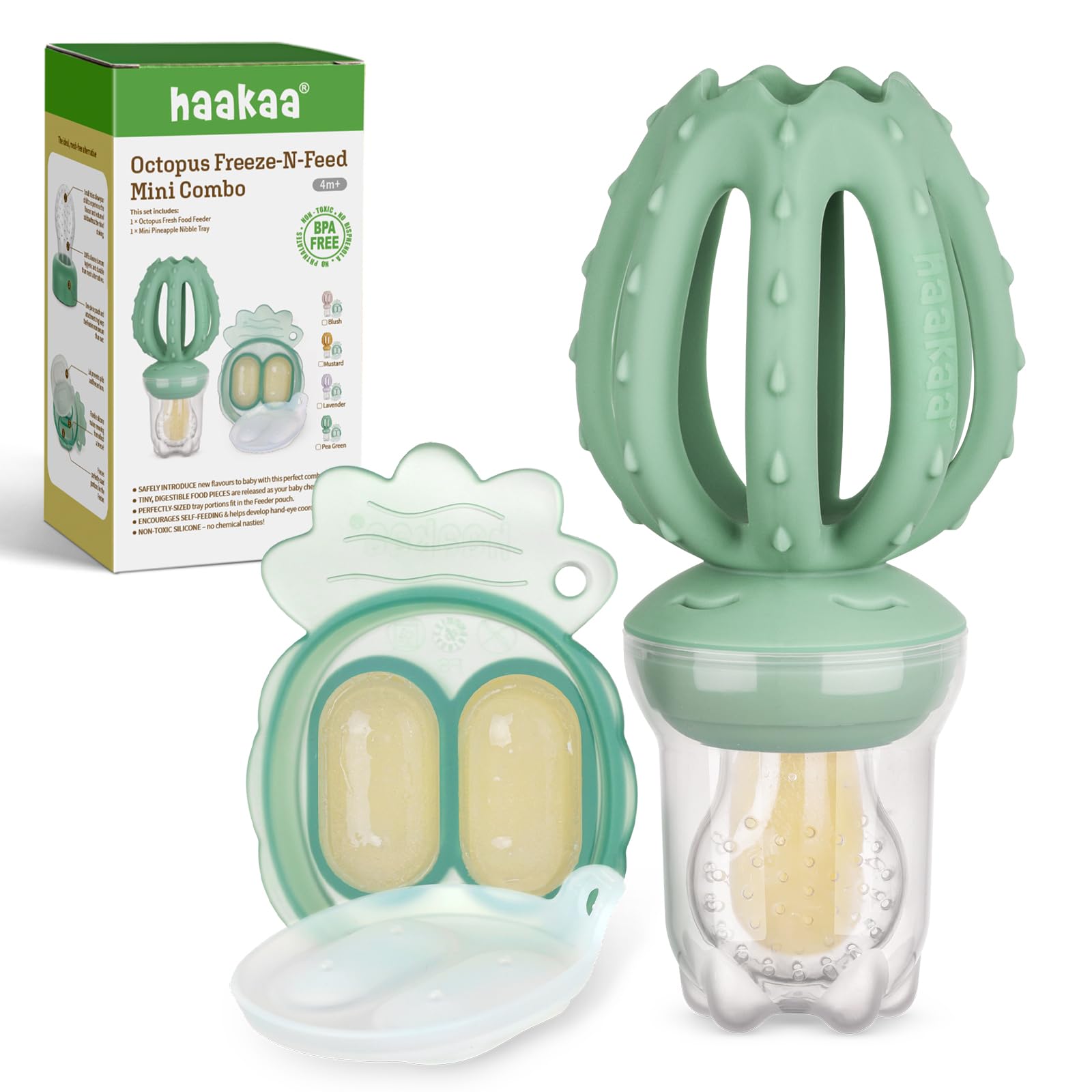 Haakaa - Comedero de frutas para bebés y mini congelador para congelador, moldes para paletas de leche materna para aliviar el enfriamiento, alimentador de silicona sin BPA para una alimentación