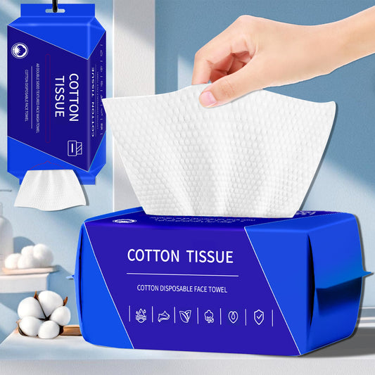 ZVNNZOM Paquete de 100 Toallas Faciales Desechables, Toallas Faciales Ultra Gruesas, Toallas Faciales Desechables, Pañuelos Faciales Sin Pelusa, Cuidado de La Piel Y Desmaquillante
