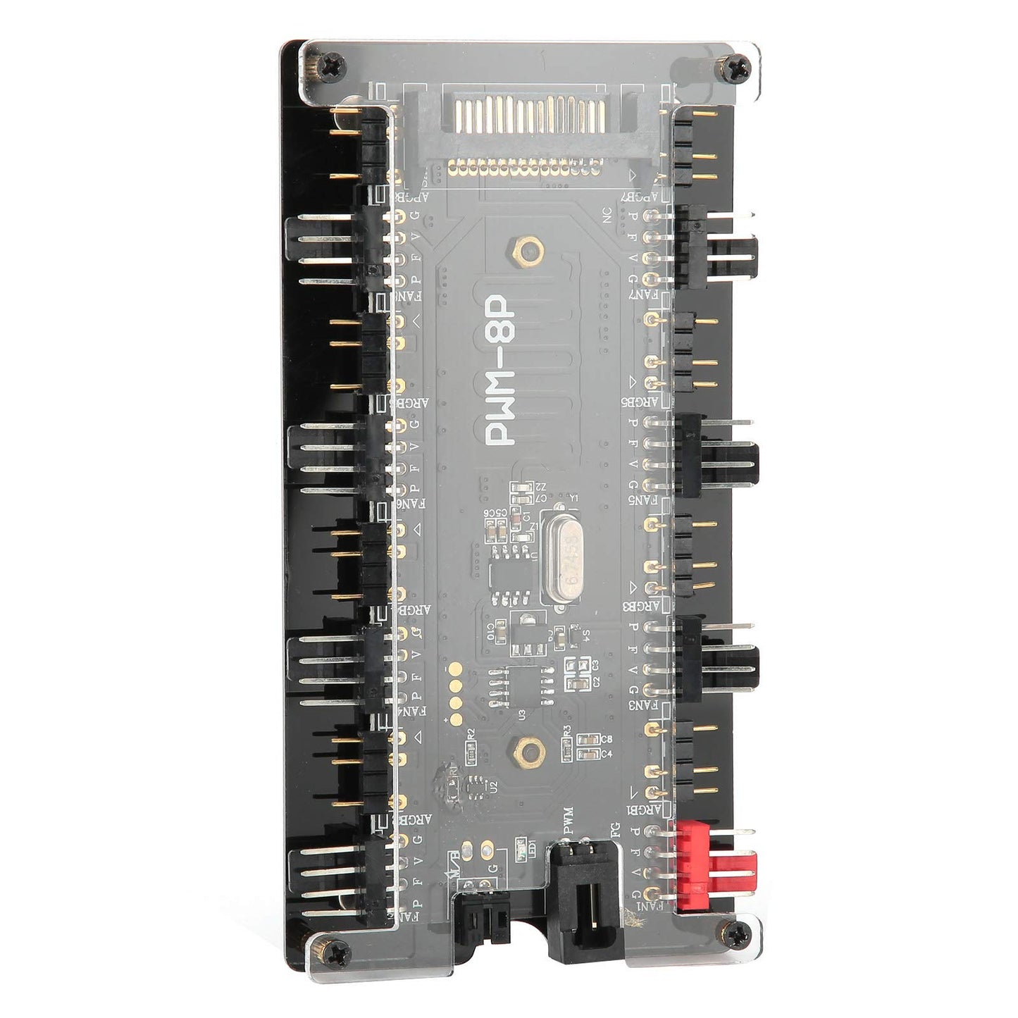 2 en 1 PWM + ARGB Case Fan Hub con 5V 3pin 8 Puertos ARGB + 8 Puertos de Ventilador (4pin) para Ventilador de refrigeración de computadora
