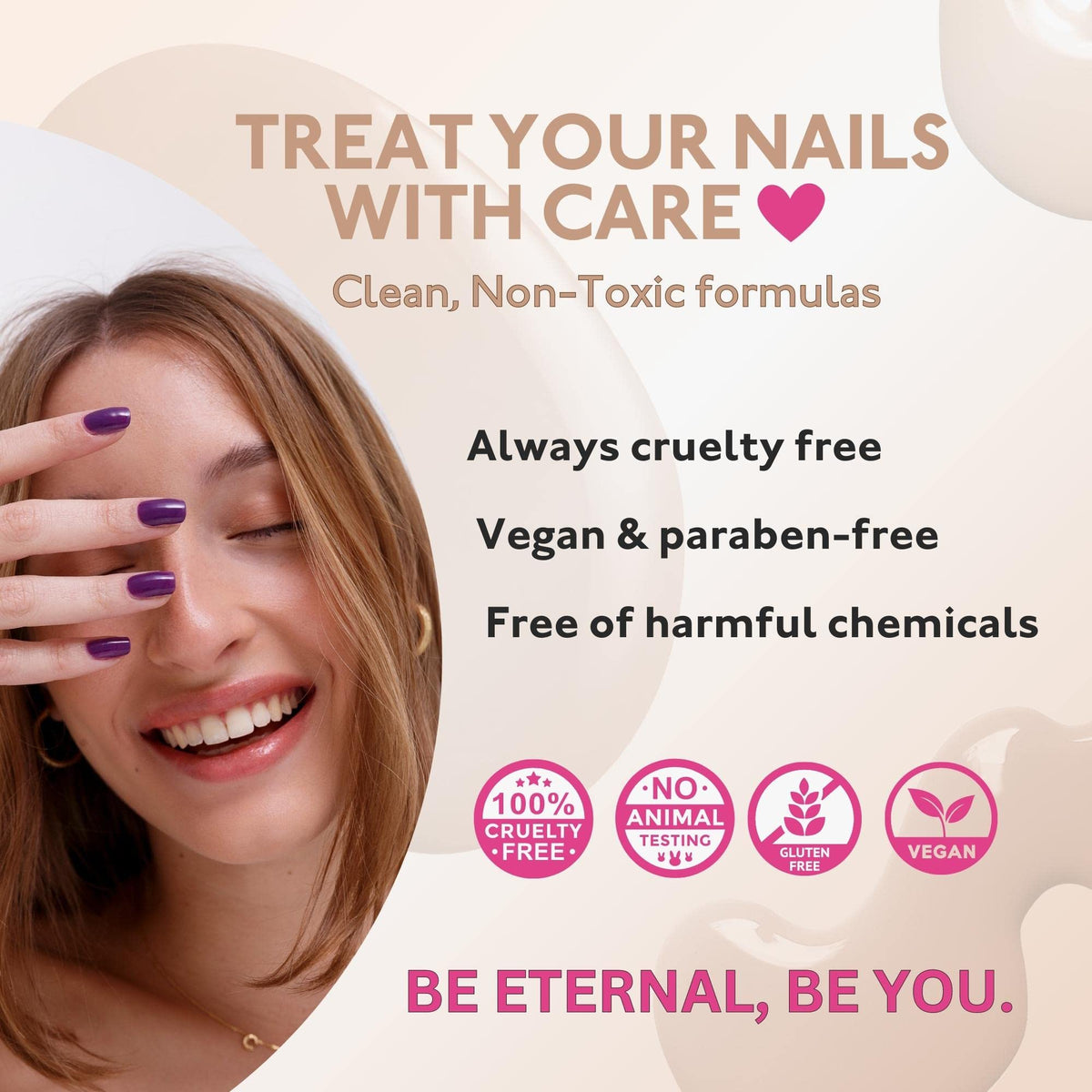 ETERNAL - Colección – Juego de 4 piezas: Larga duración, secado rápido, esmalte de uñas de brillo espejo – endurecedor, acabado brillante y brillante – 0,46 onzas fluidas cada uno (Tea Time)