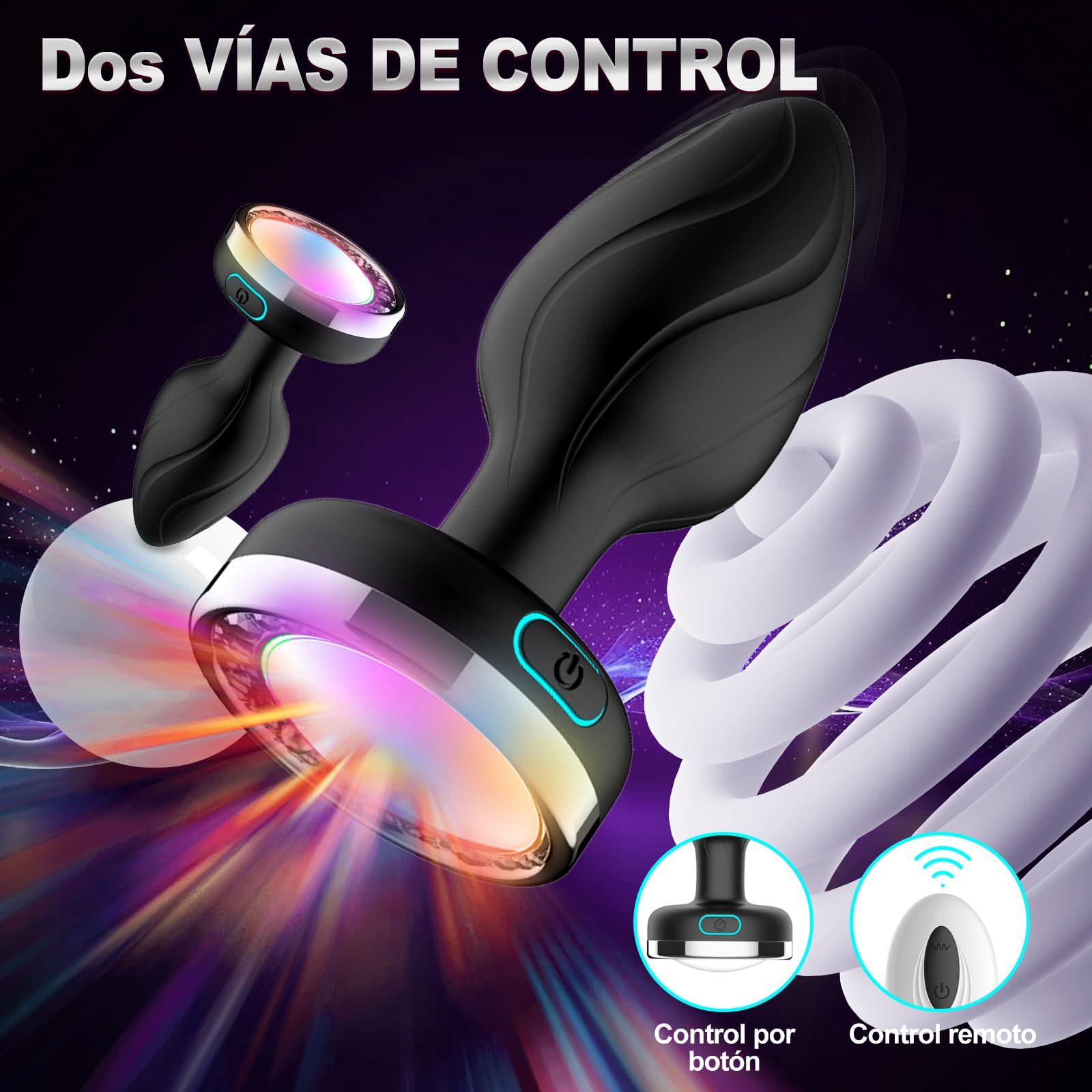 Vibrador Anal Masajeador de Próstata con Control Remoto y 10 Modos de Vibración e Iluminación
