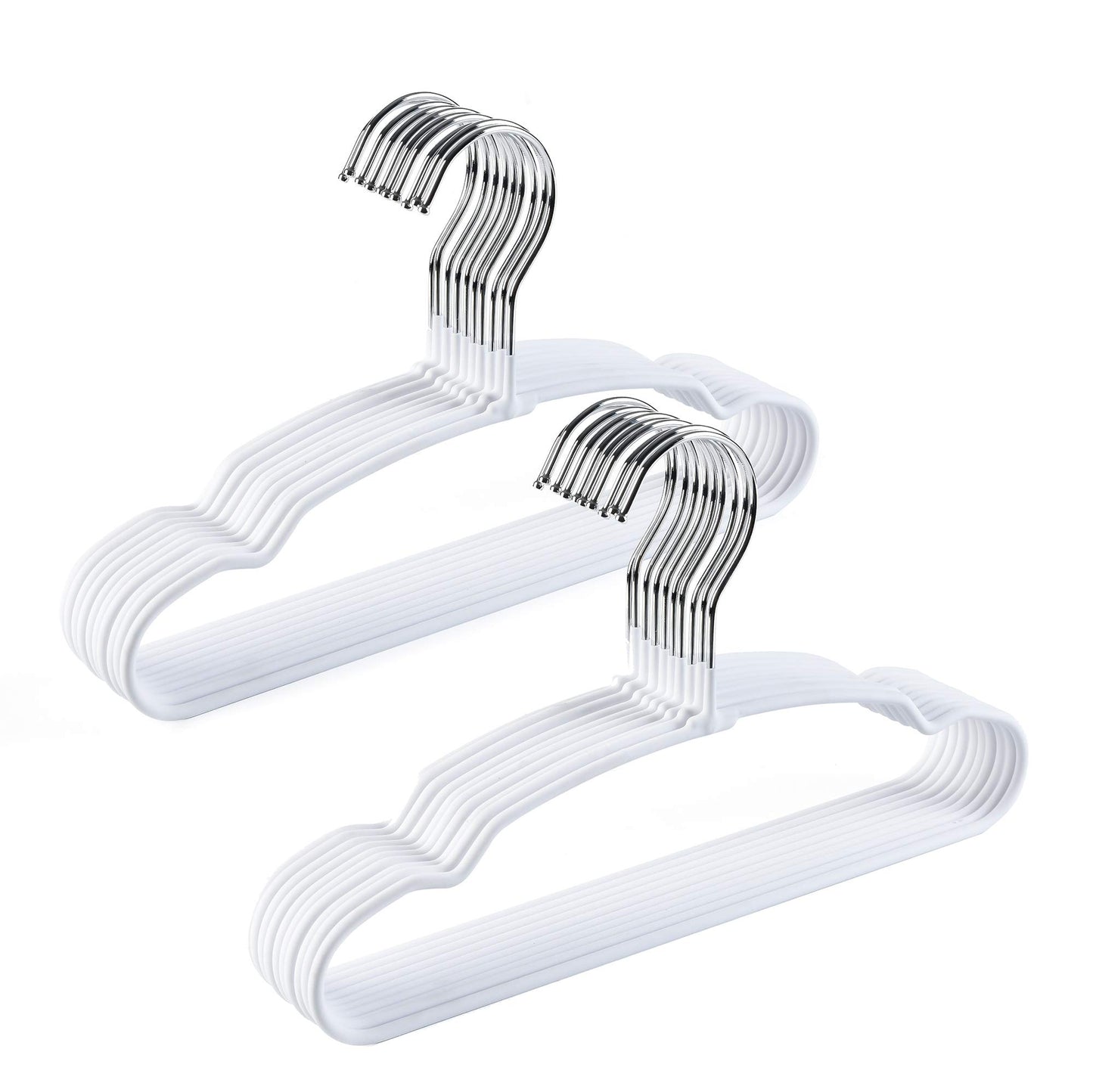 Amber Home - Paquete de 20 perchas para ropa de bebé de 11.8 pulgadas, alambre de metal resistente y bonito revestimiento blanco para niños pequeños, perchas para ropa de camisa, chamarra, pantalones