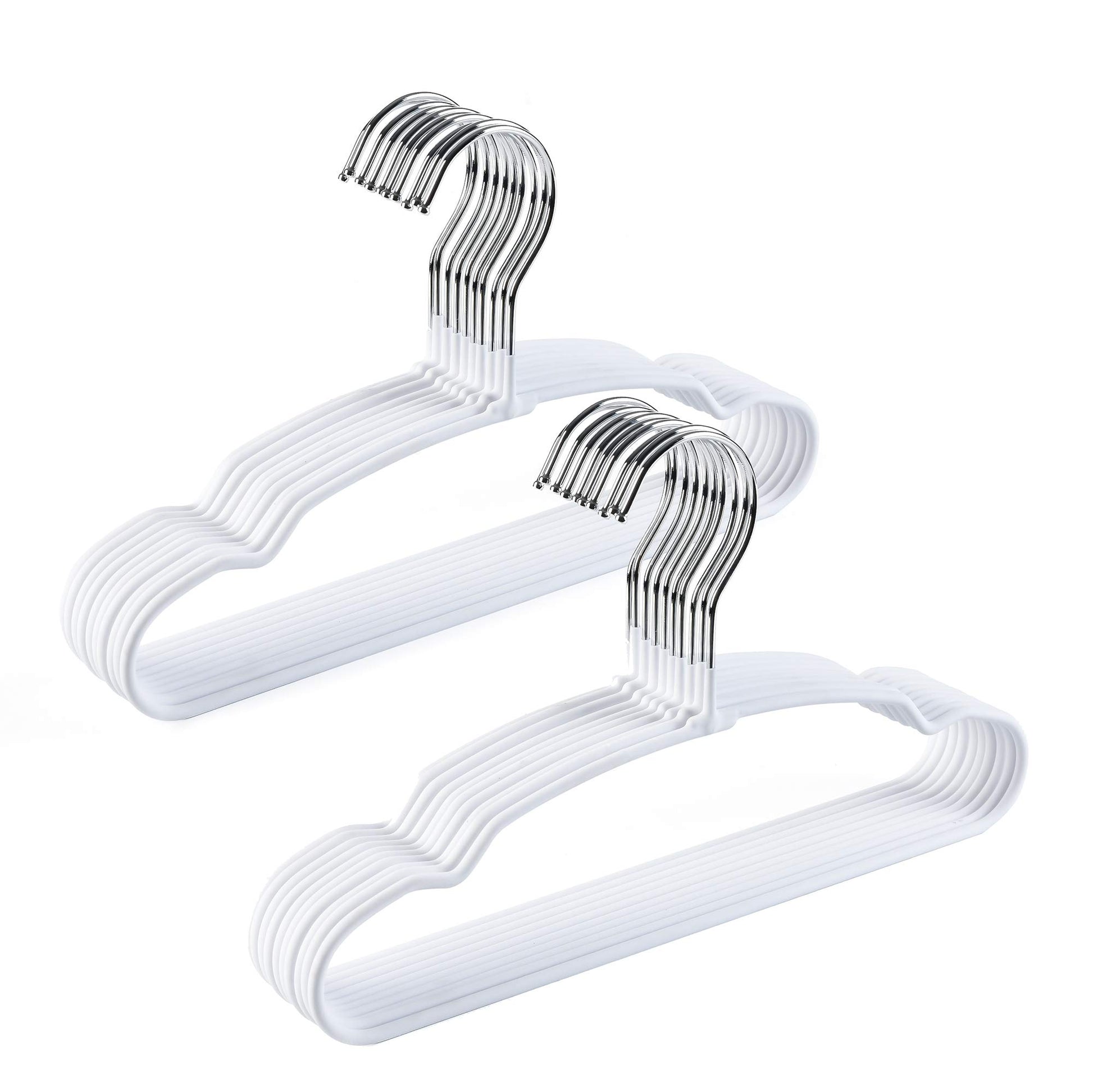 Amber Home - Paquete de 20 perchas para ropa de bebé de 11.8 pulgadas, alambre de metal resistente y bonito revestimiento blanco para niños pequeños, perchas para ropa de camisa, chamarra, pantalones