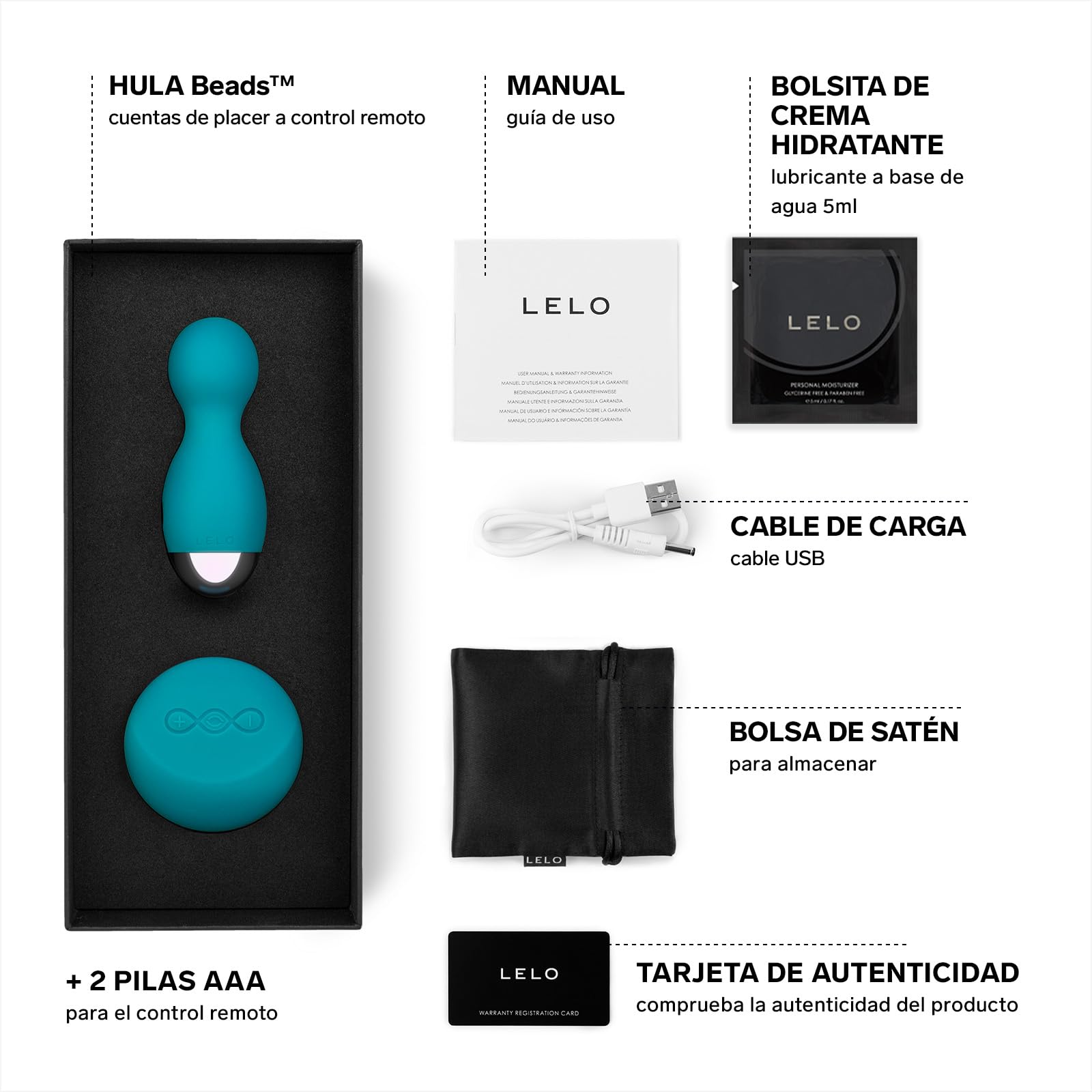 LELO HULA Beads, Bolas Chinas Vibradoras con Control Remoto, Uno de los Juguetes Sexuales más originales, estas Bolas Vaginales giran, rotan y vibran (Ocean Blue)