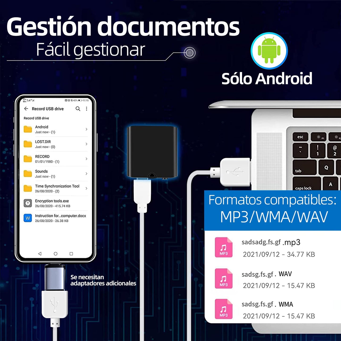 Grabadora de Voz PEIONO 8 GB Inteligente Negra con Cancelación de Ruido y Fuerza Magnética