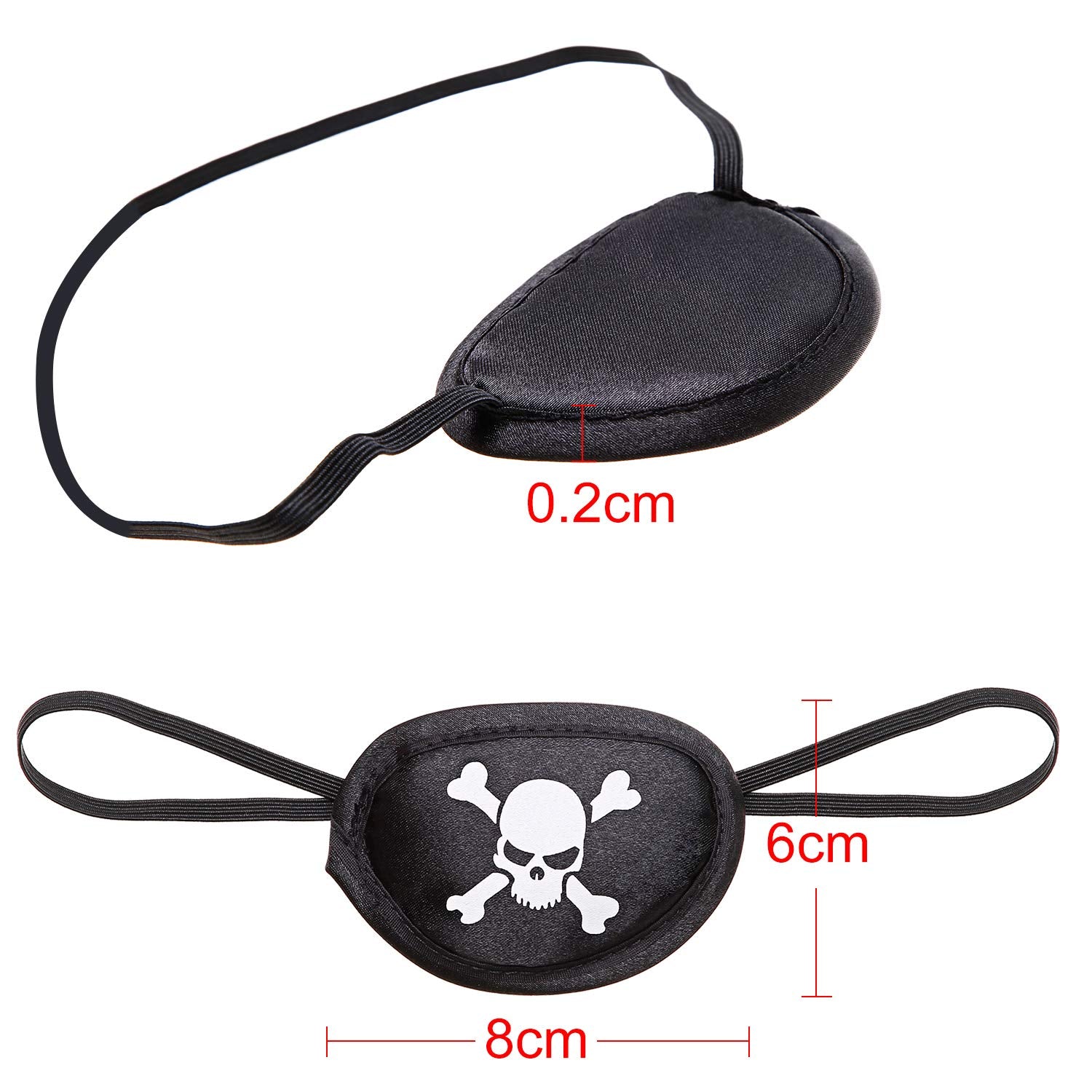 Chinco 24 Piezas Parches para Ojos de Piratas Parches Negros de Calavera con Un Solo Ojo Máscaras de Seda de Capitán Pirata para Adultos Fiesta Temática de Halloween y Navidad