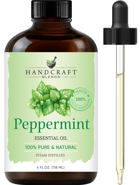 Handcraft Blends Bordative Handcraft Peppermint Essential Oil - Huge 4 OZ - 100% Pure & Natural â€“ Premium Therapeutic Grade with Premium Glass Dropper