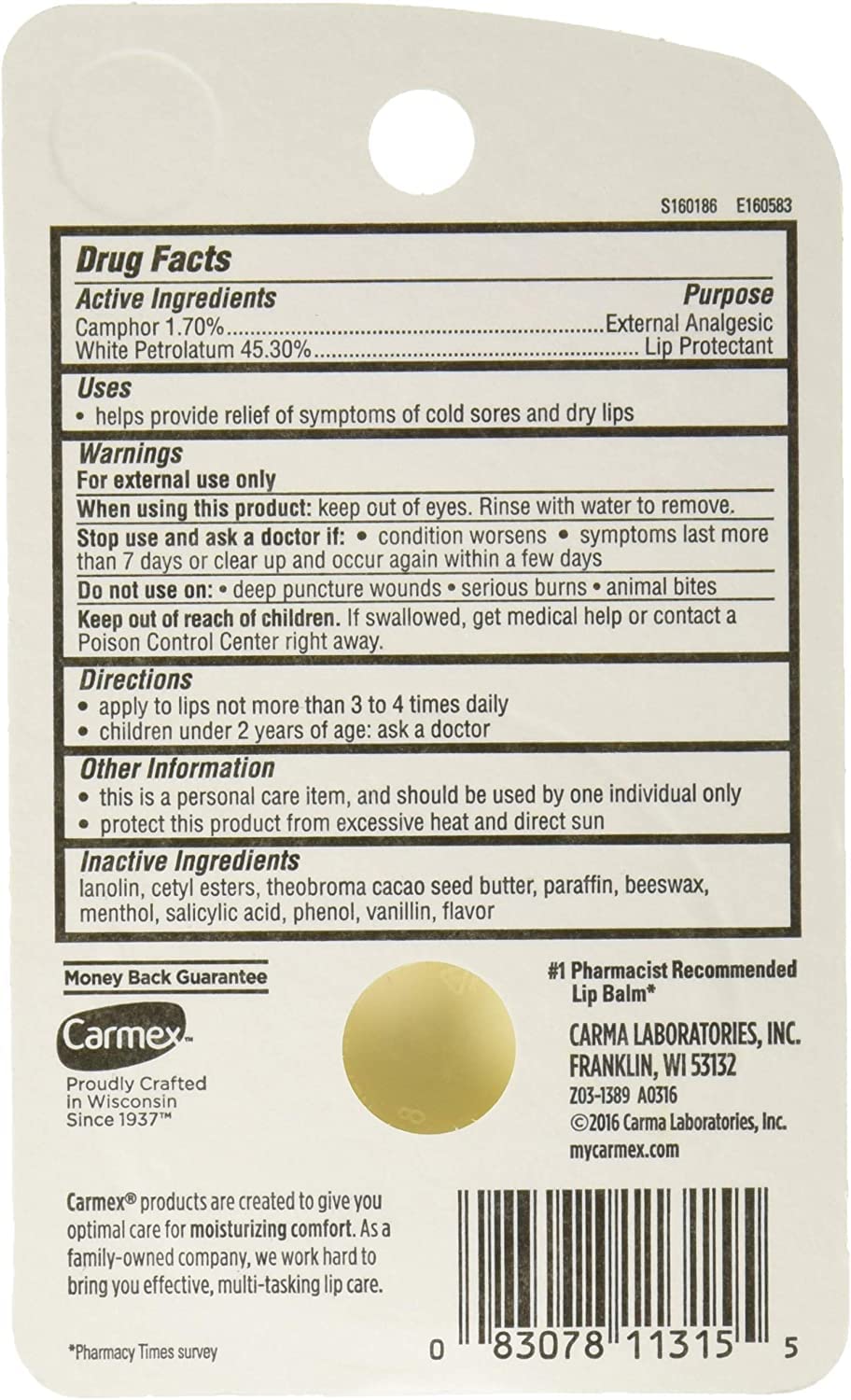 Carmex Classic bálsamo labial medicado, 2 onzas (paquete de 3)