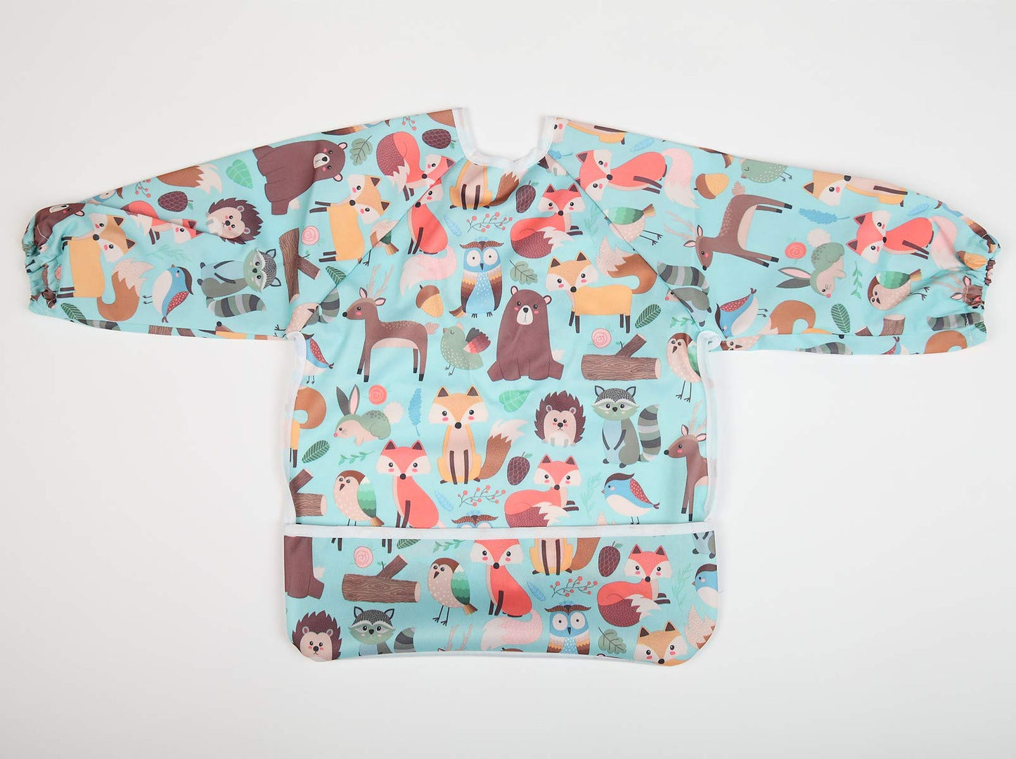 Baby Bib Long Sleeved Shirt with Pocket 1-3 Years Old Toddler Kids (Animal Forest)
