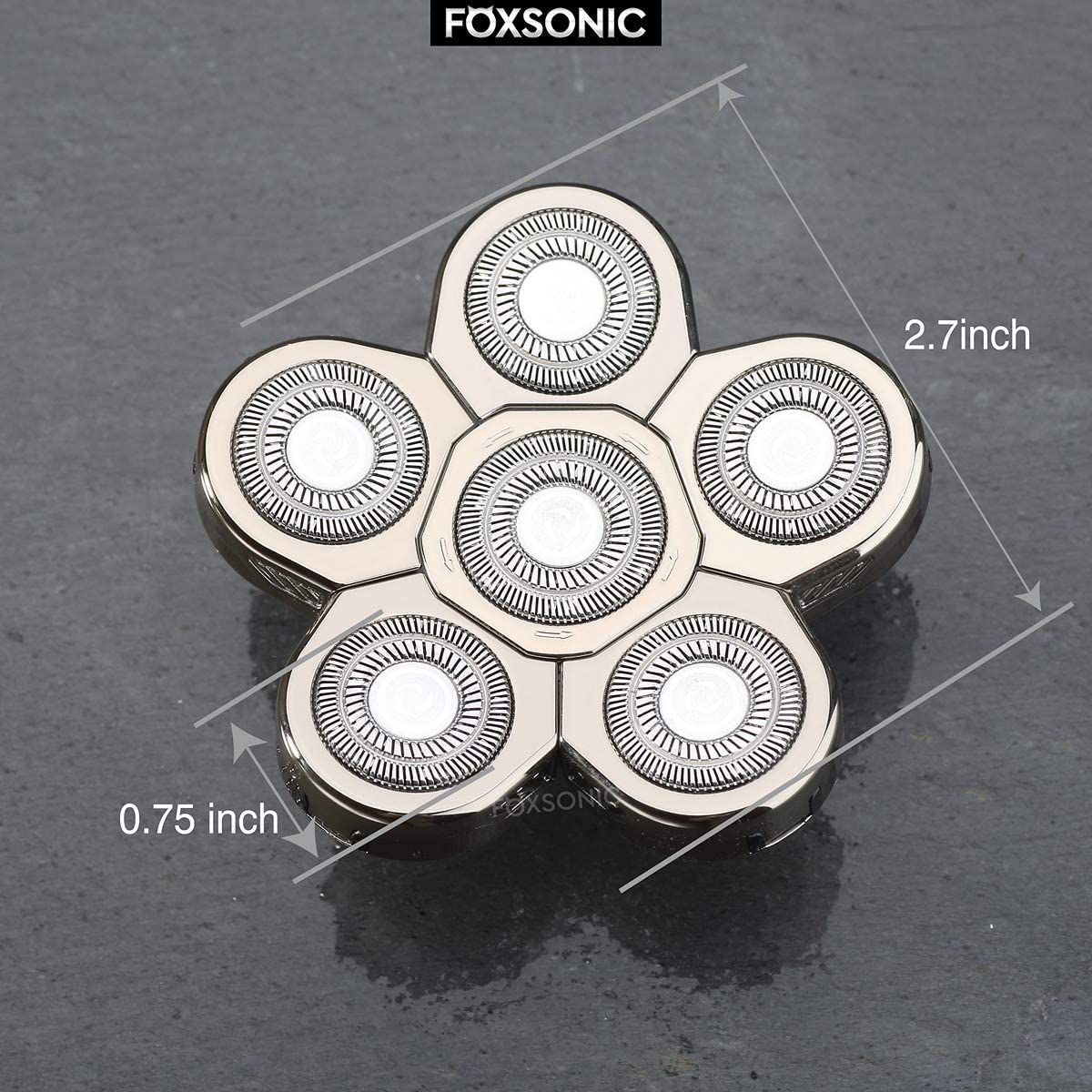 FOXSONIC Silvery - Cabezales de repuesto para afeitadora eléctrica para hombre, cabeza de repuesto de 6 cuchillas