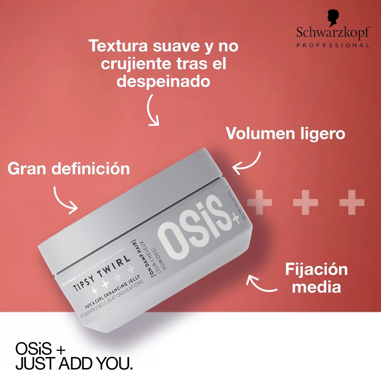 OSIS - Tipsy Twirl Gelatina de Rizos 300 ml, Reduce Encrespamiento, Deja Cabello Suave y Manejable, Realza Textura Natural, Define Ondas y Rizos, Fijación Media, Volumen Ligero, Protege ante Humedad