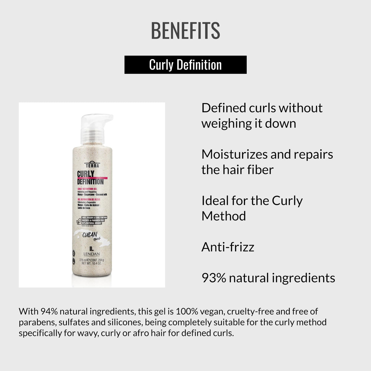 Lendan Terra Curly Definition 275ml Gel para definicion de rizos