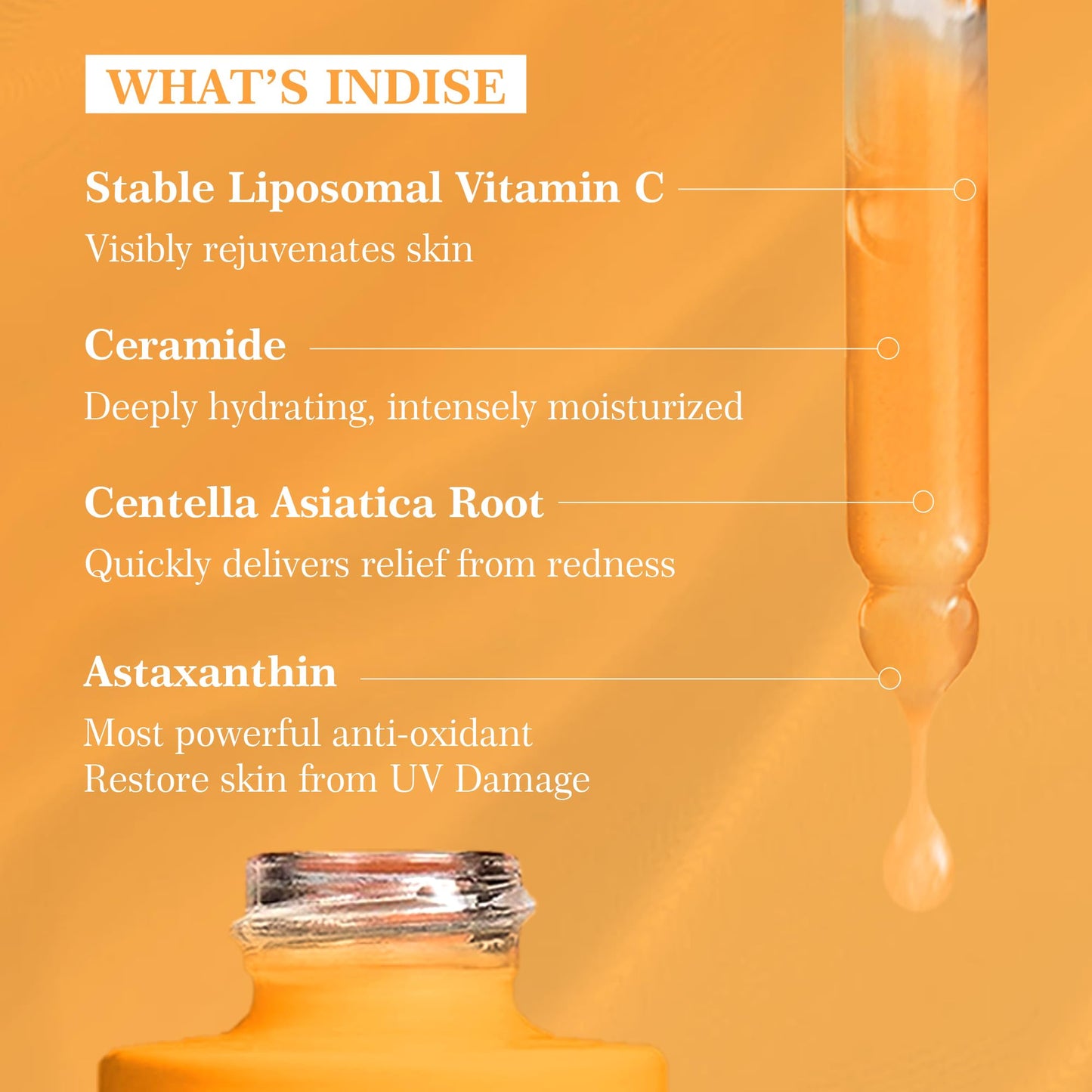 Suero facial liposomal con vitamina C, calmante instantáneo, calmante, iluminador, antienvejecimiento, tono de piel uniforme con centella asiática, ceramida, astaxantina y ácido hialurónico