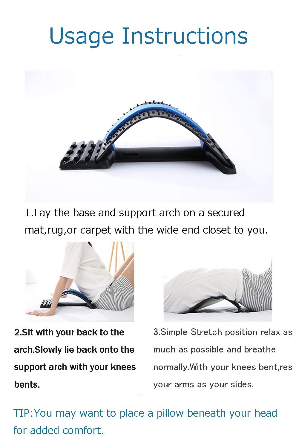 Masajeador de Espalda de Varios Niveles Negro Azul para Alivio del Dolor Lumbar y Muscular