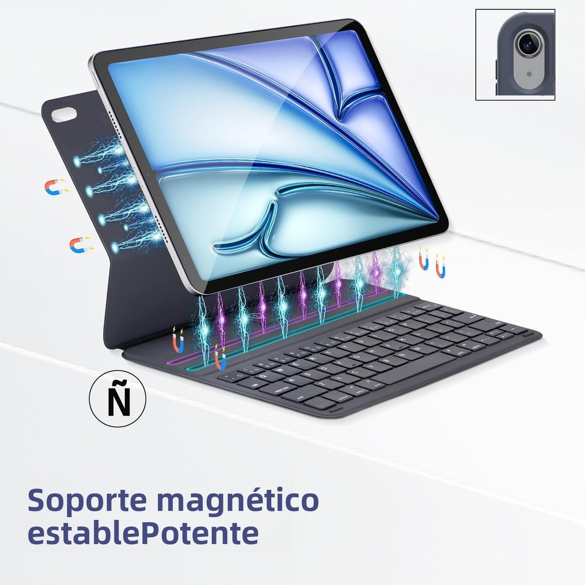 Funda Magnética con Teclado zienstar Gris para iPad 10.ª y 11.ª con Larga Duración de Pila