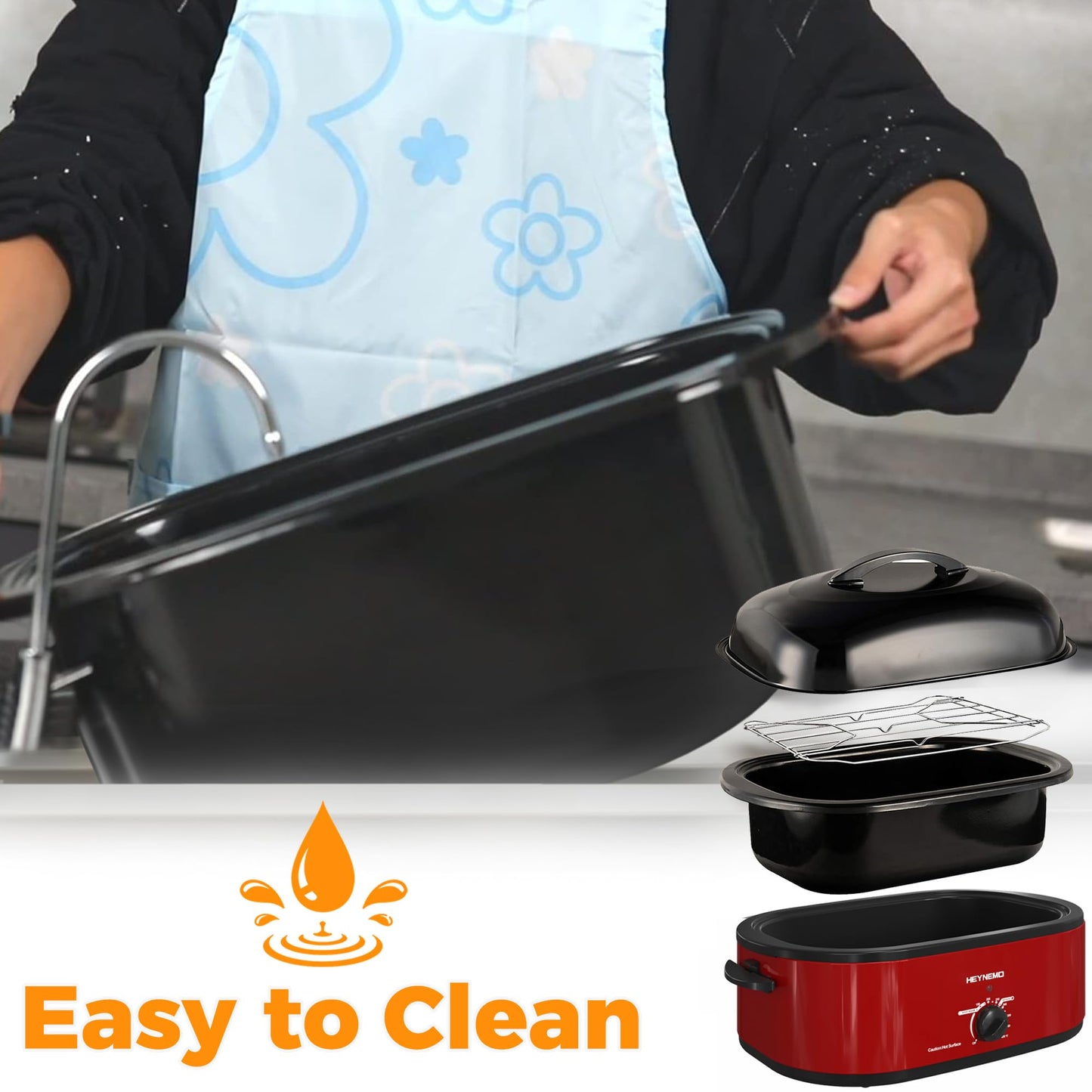 Asador Eléctrico Acero Inoxidable Rojo con Tapa Autohilado y Temperatura Ajustable