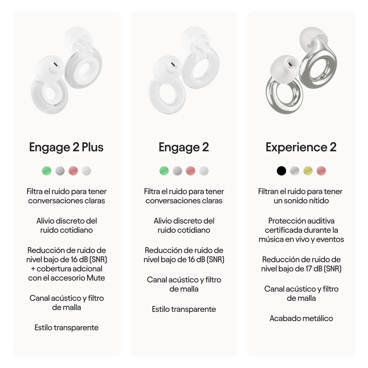 Loop Engage 2 Plus Tapones auditivos – Reducción del ruido cotidiano con voces claras para reuniones sociales, trabajo, conversaciones y para la sensibilidad al ruido – SNR16 dB + accesorio Mute