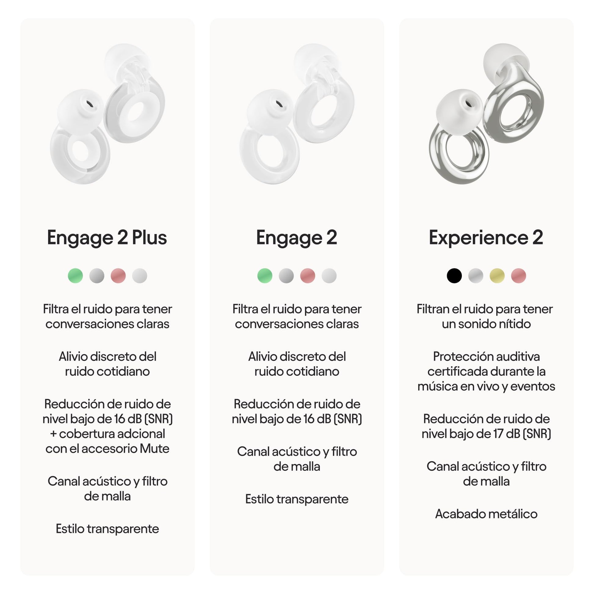 Loop Engage 2 Plus Tapones auditivos – Reducción del ruido cotidiano con voces claras para reuniones sociales, trabajo, conversaciones y para la sensibilidad al ruido – SNR16 dB + accesorio Mute