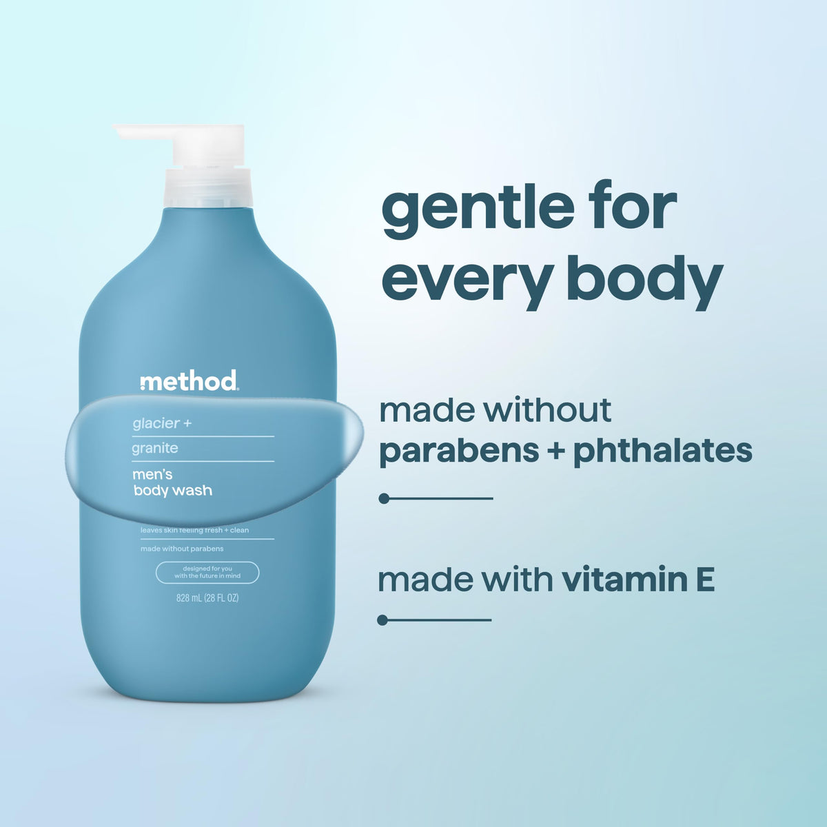 Method Men Body Wash, Glacier + Granite, Paraben and Phthalate Free, 28 FL Oz (Pack of 1)